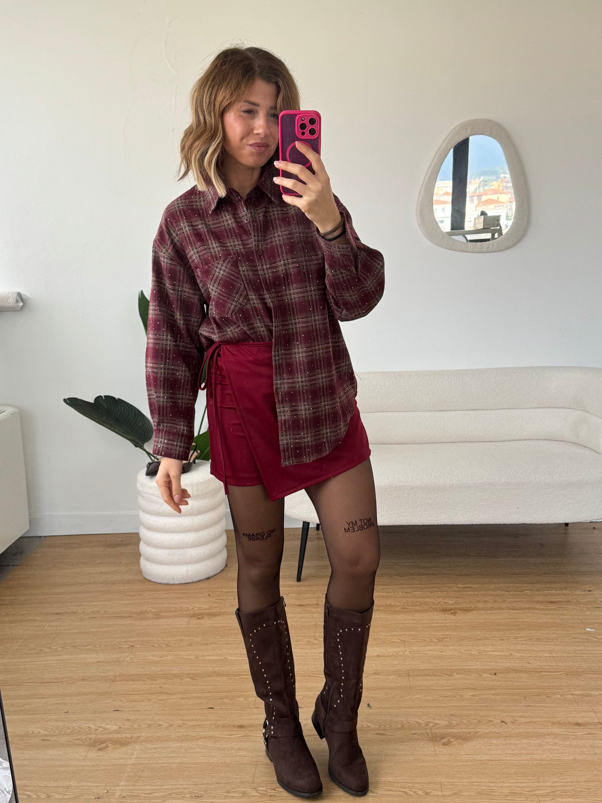 Camicia a quadri flanella con brillantini