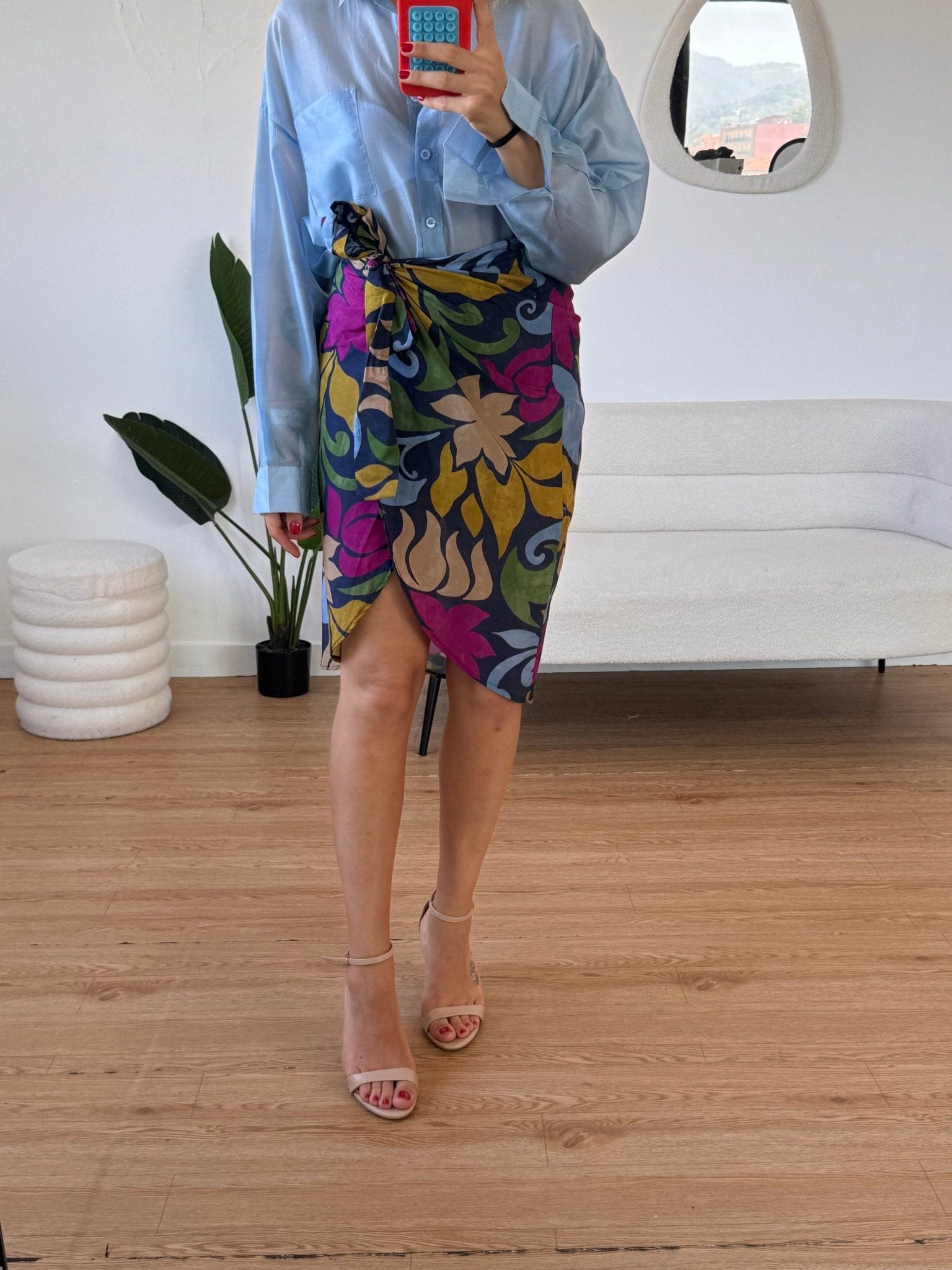 Gonna longuette pareo a fiori - G.Glamour