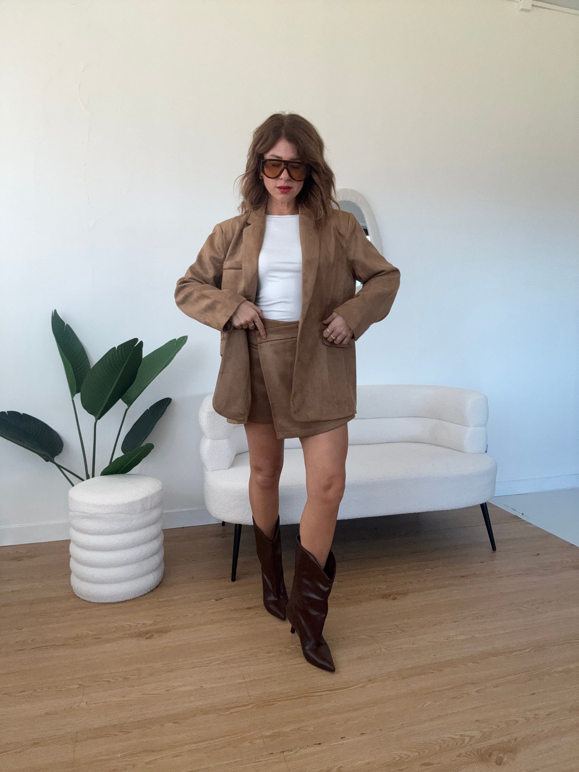 Blazer effetto scamosciato completo Alicia