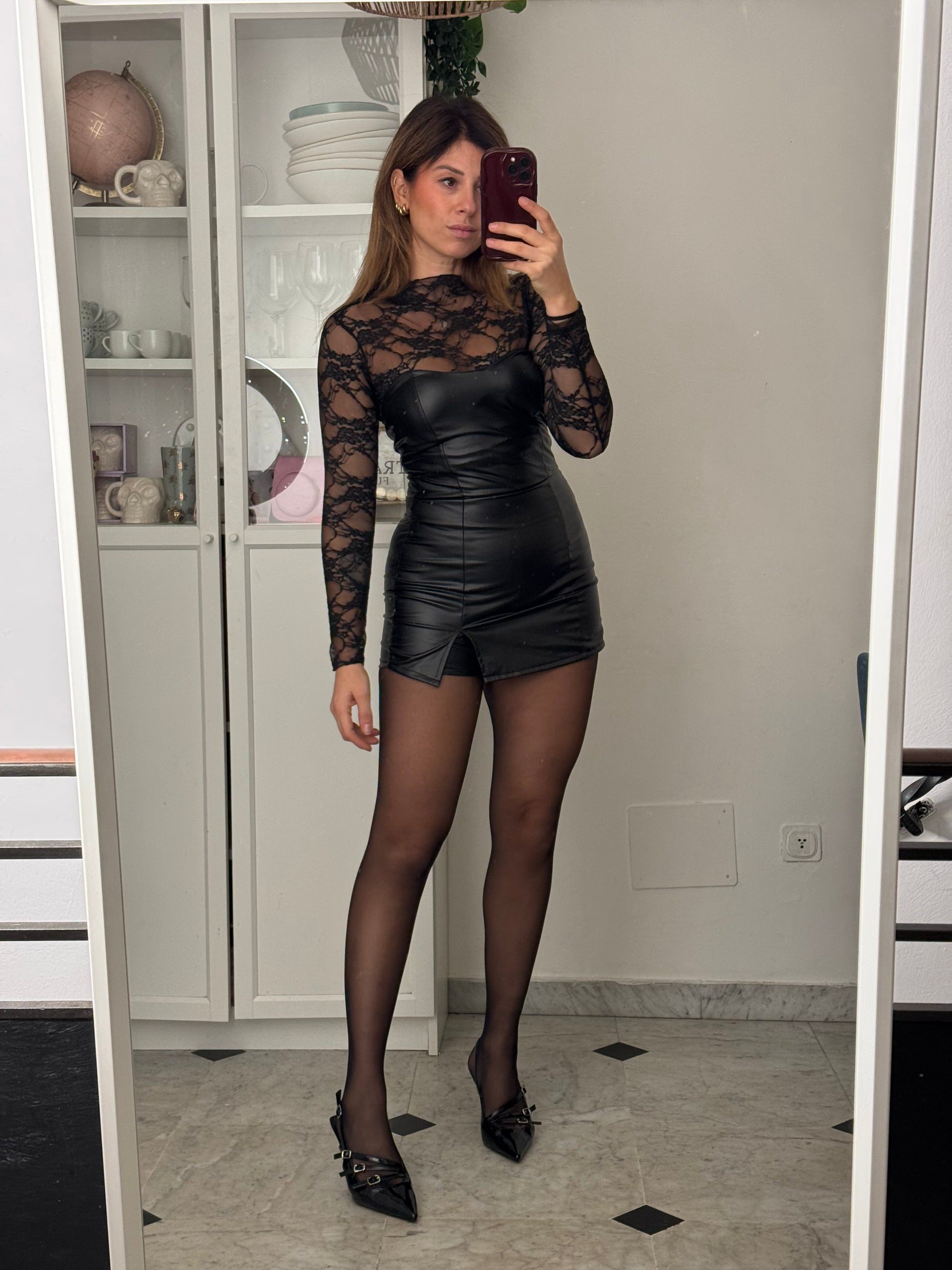 Tuta ecopelle con pantagonna