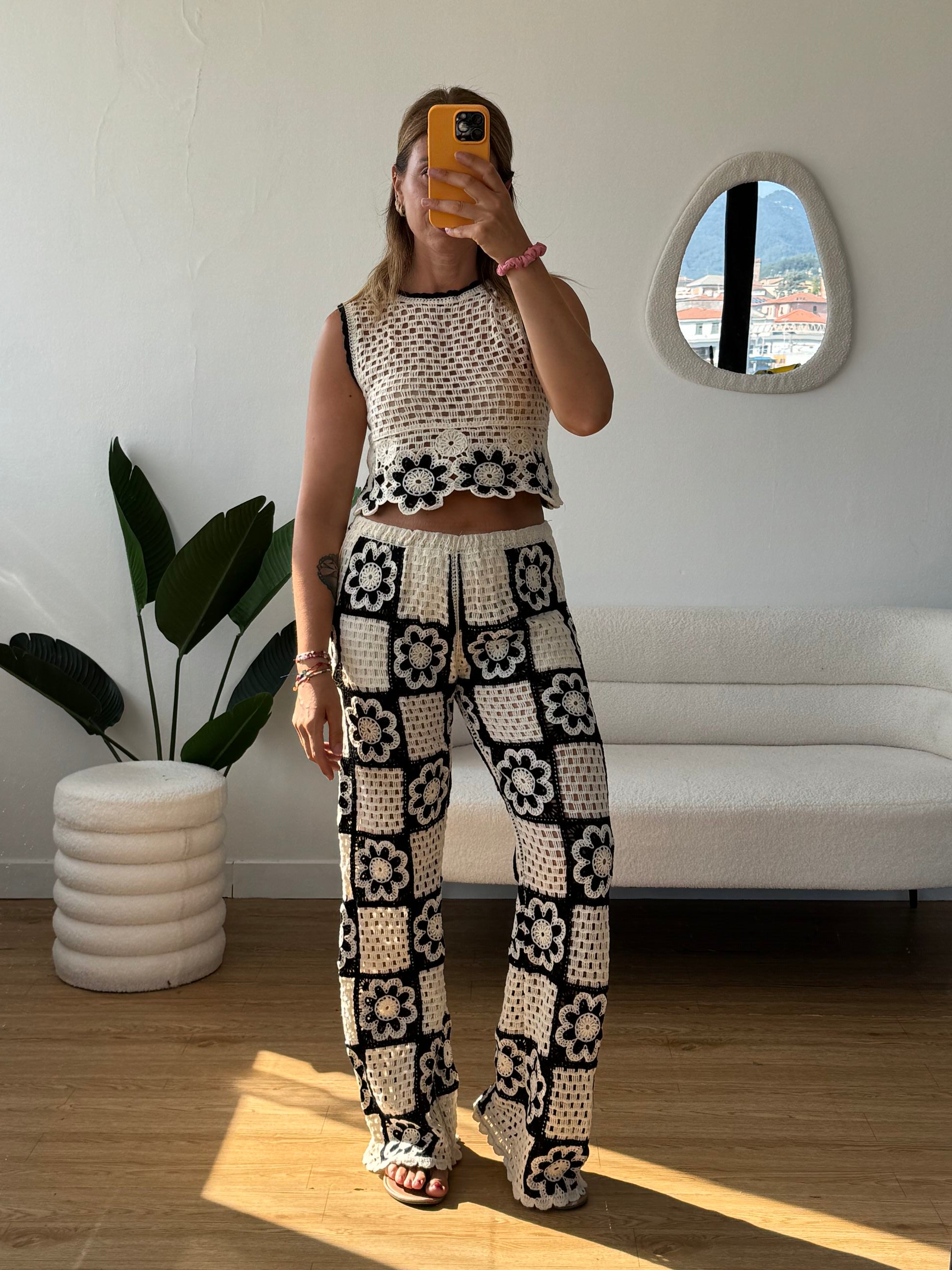 Completo crochet pantaloni con culotte