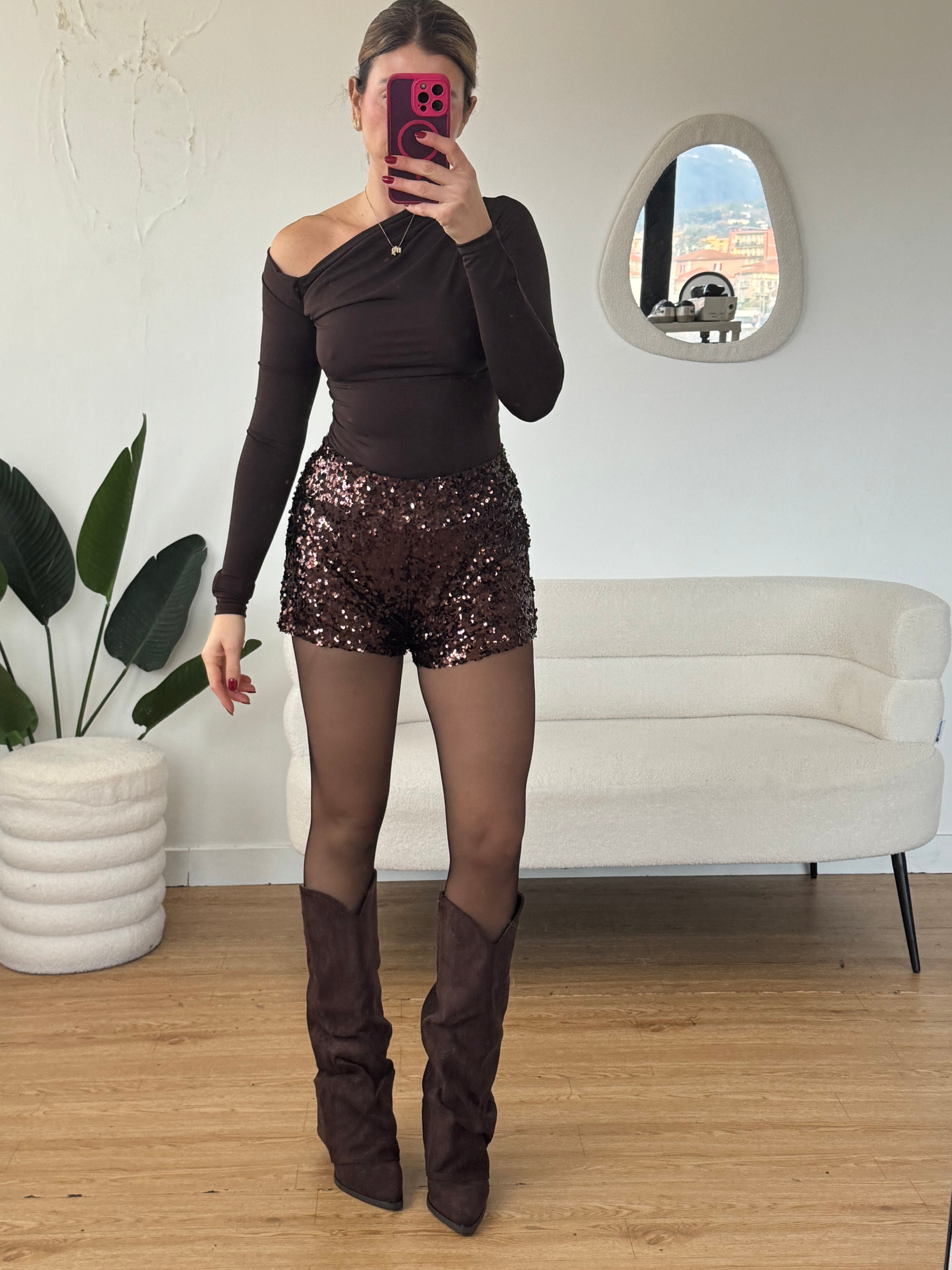 Shorts in paillettes elasticizzati