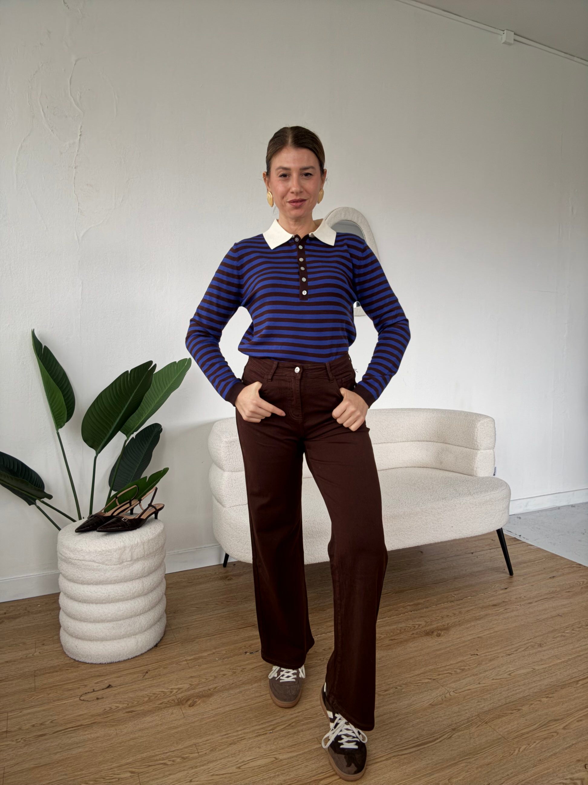 Maglione polo righe piccoissime