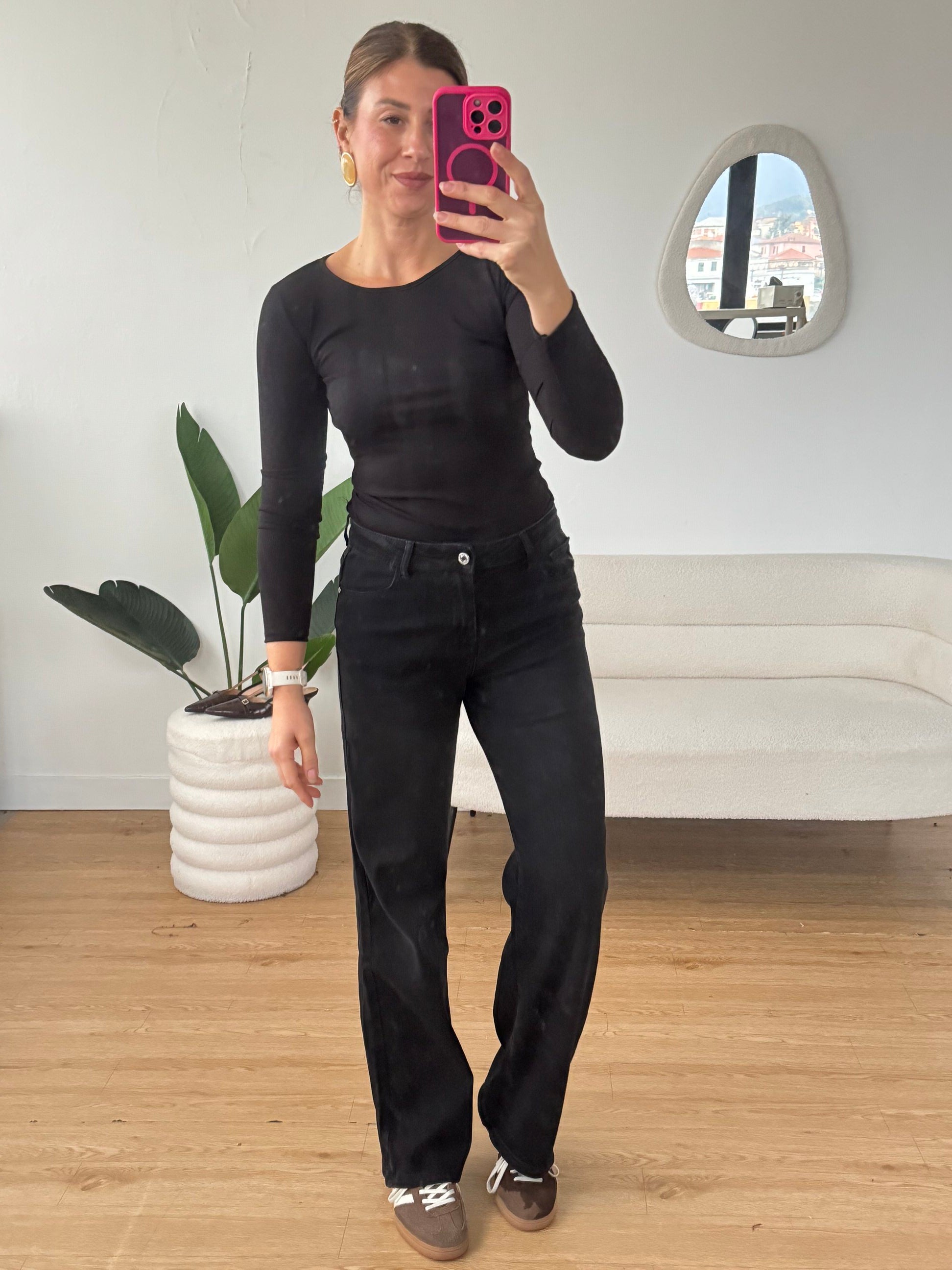 Jeans wide leg classic nero