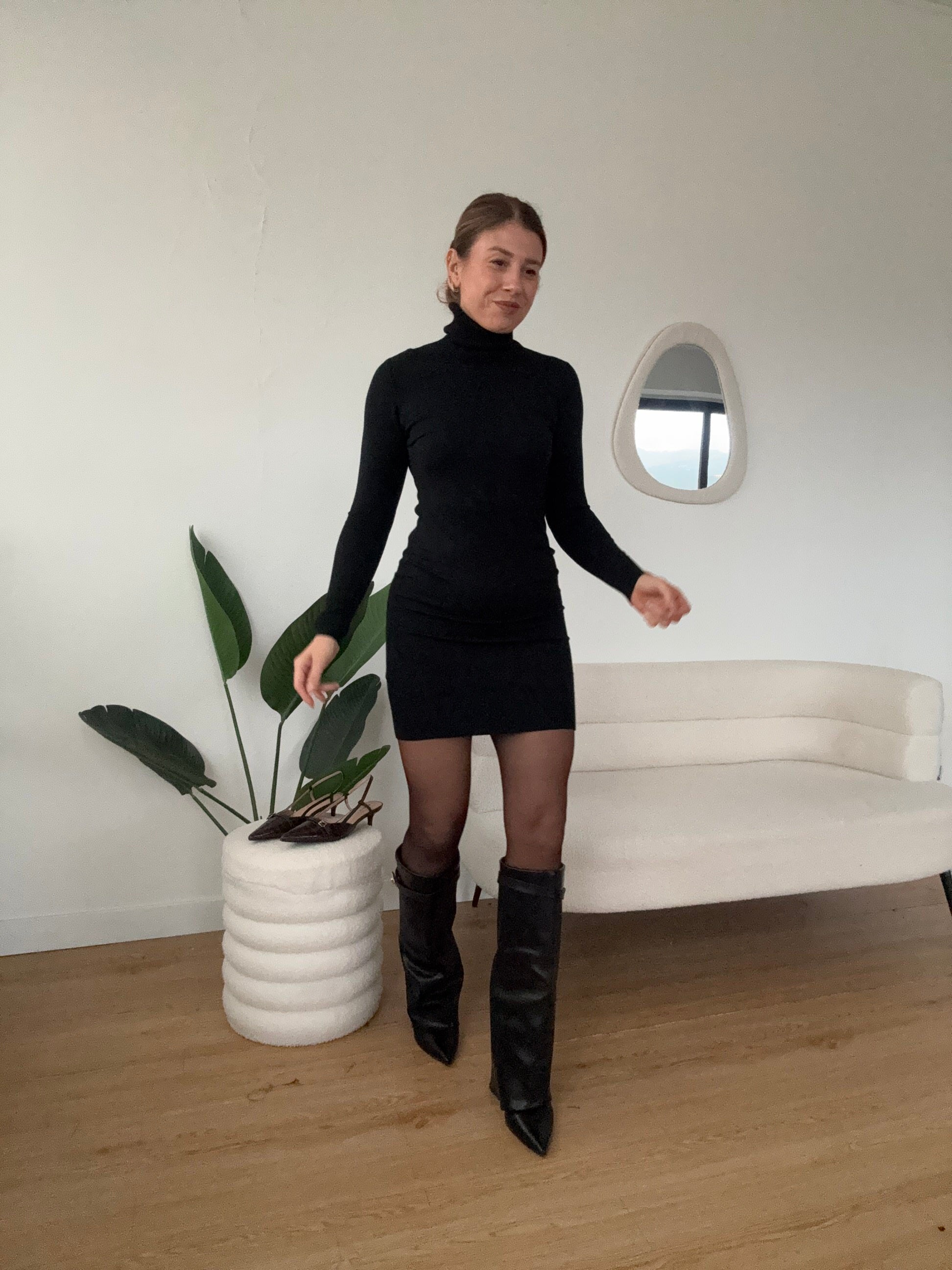 Abito in maglia collo alto