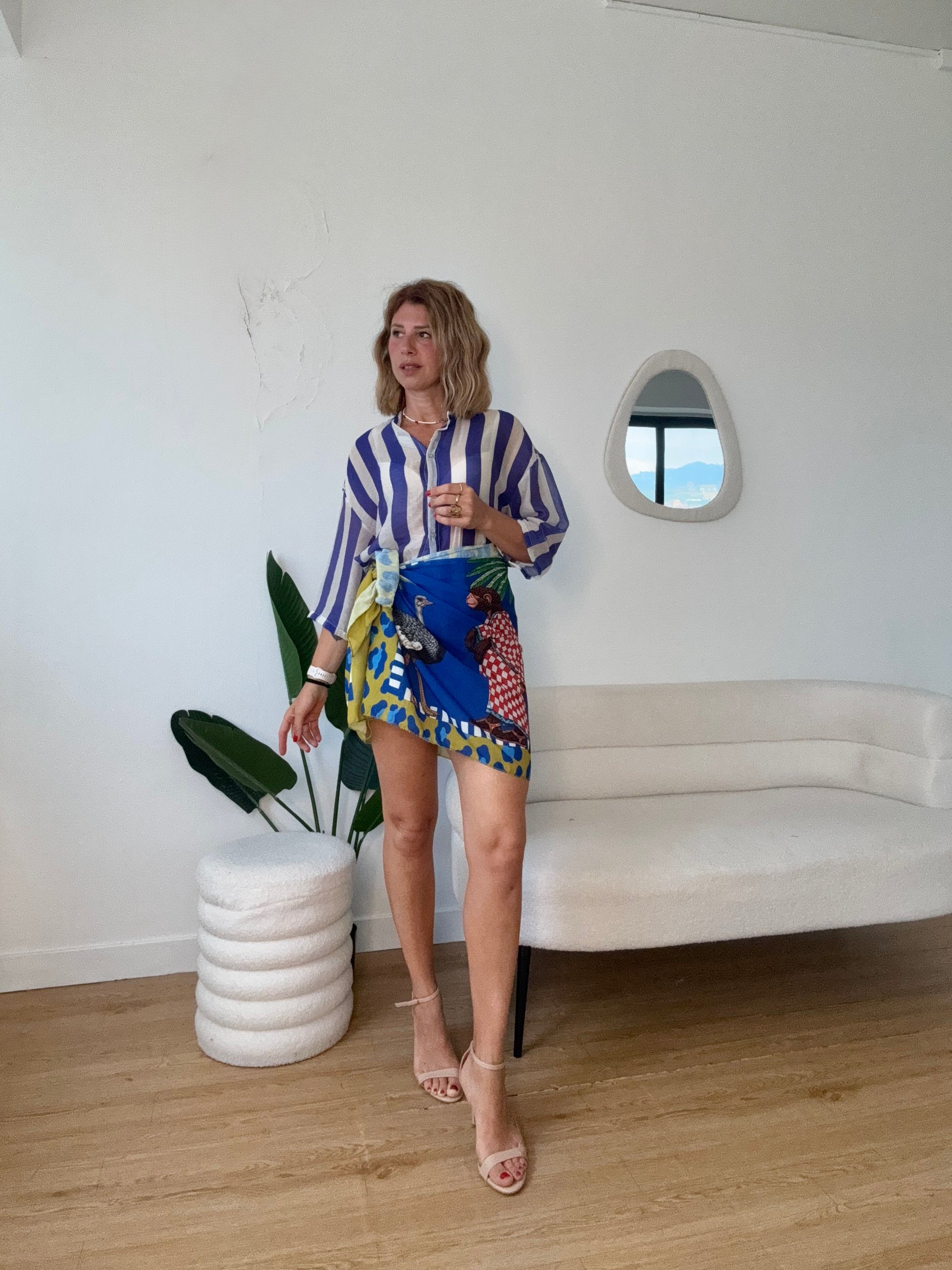 Camicia semitrasparente a righe