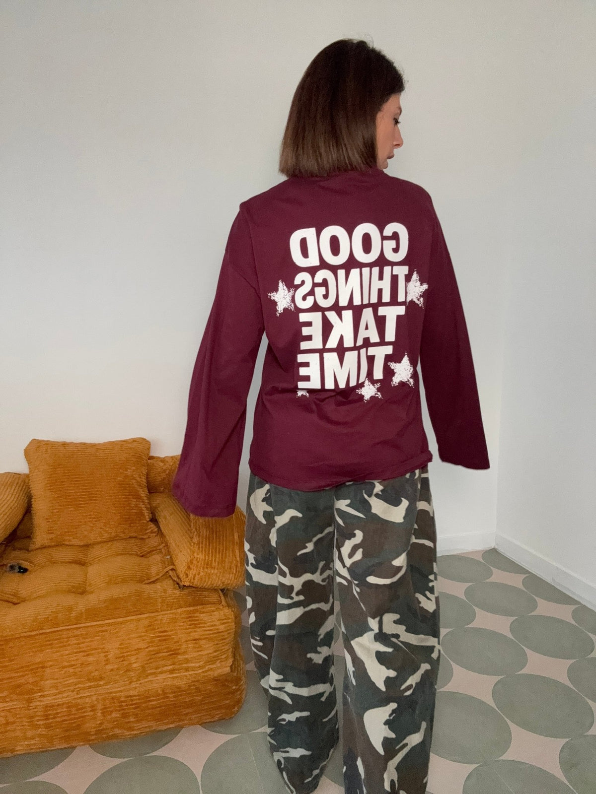 T-shirt bordeaux con scritta - GGlam