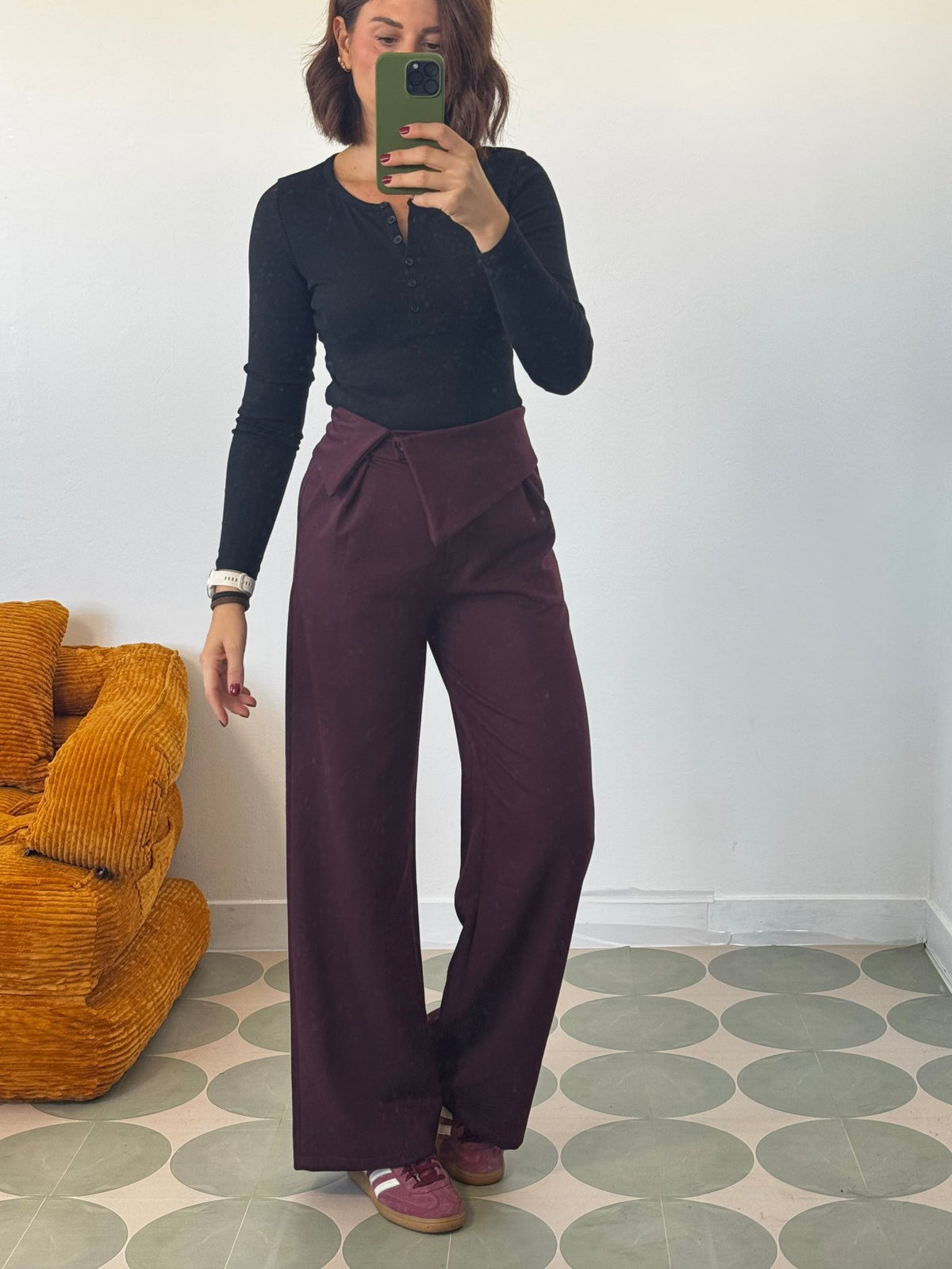 Pantaloni a palazzo con risvolto in vita - GGlam