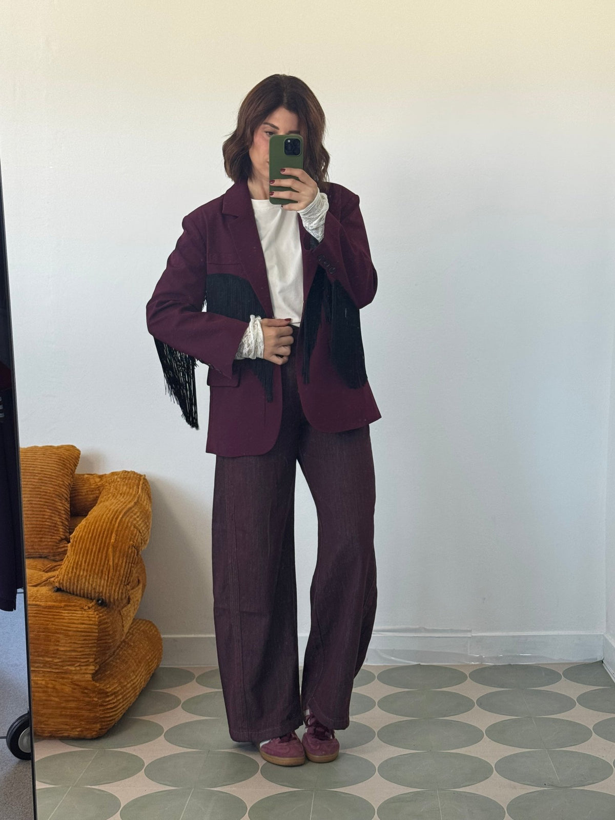 Blazer bordeaux con frange nere - GGlam