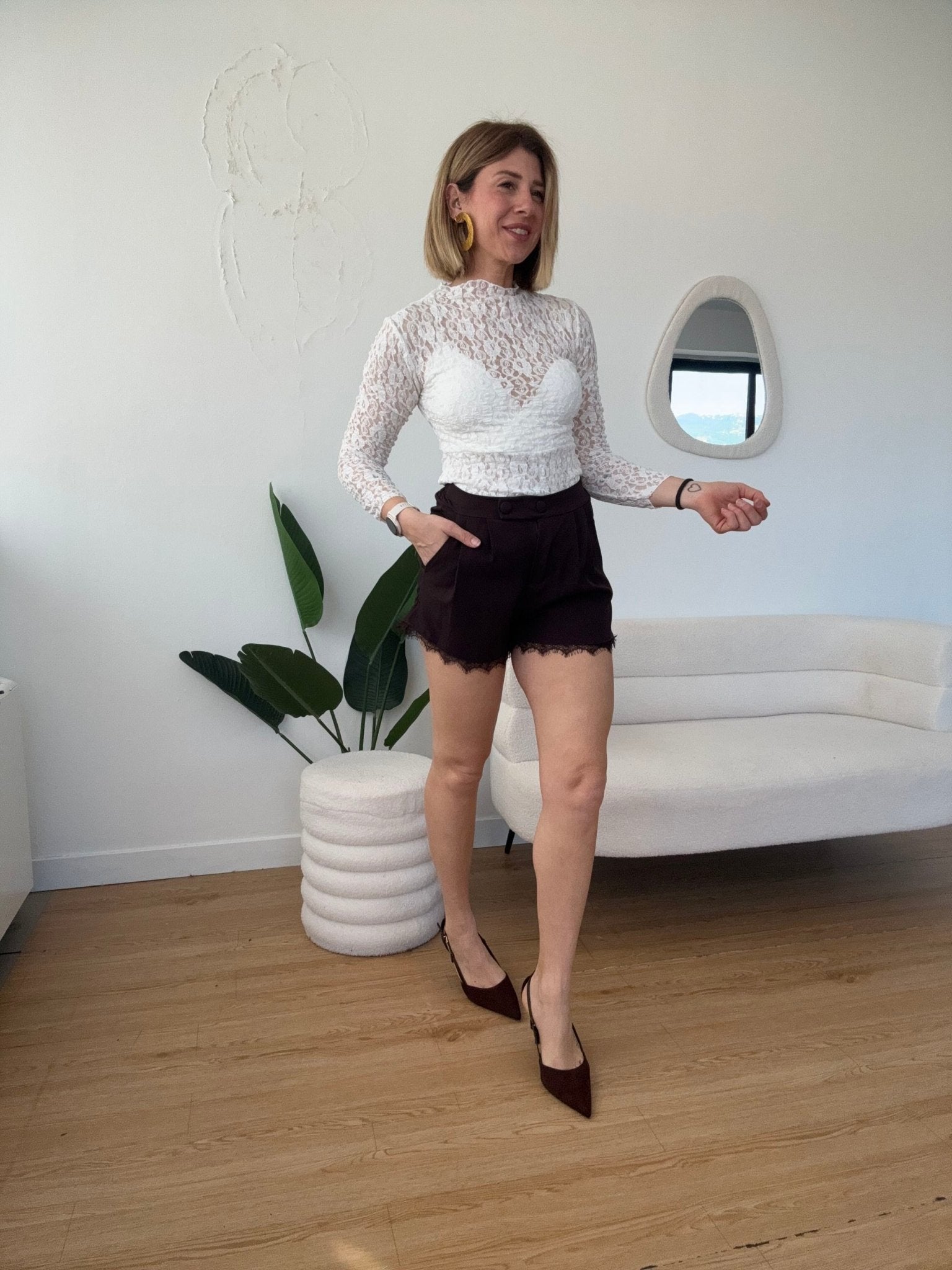 Shorts con pizzo sui bordi - G.Glamour