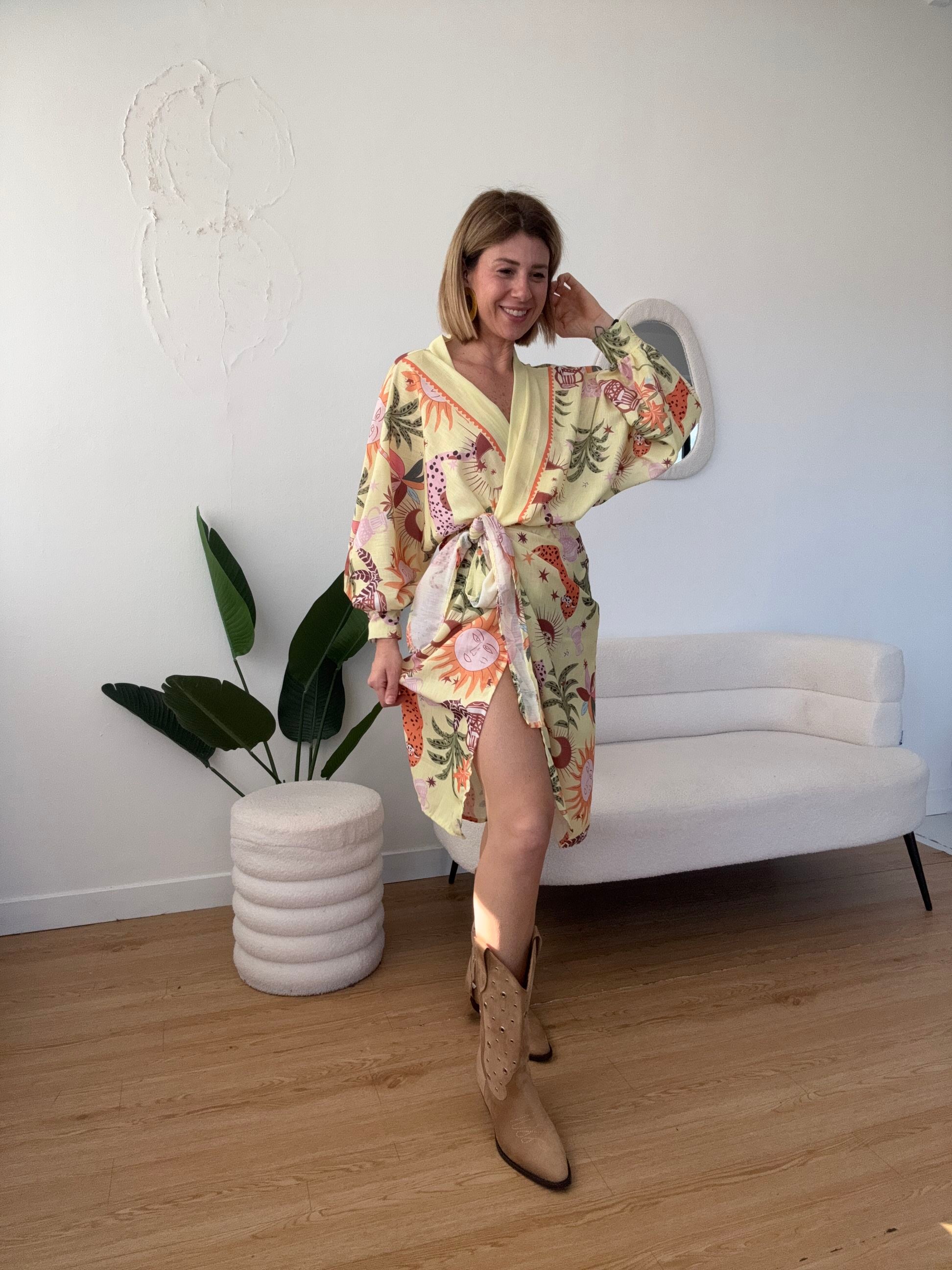 Abito cotone fantasia Yellow