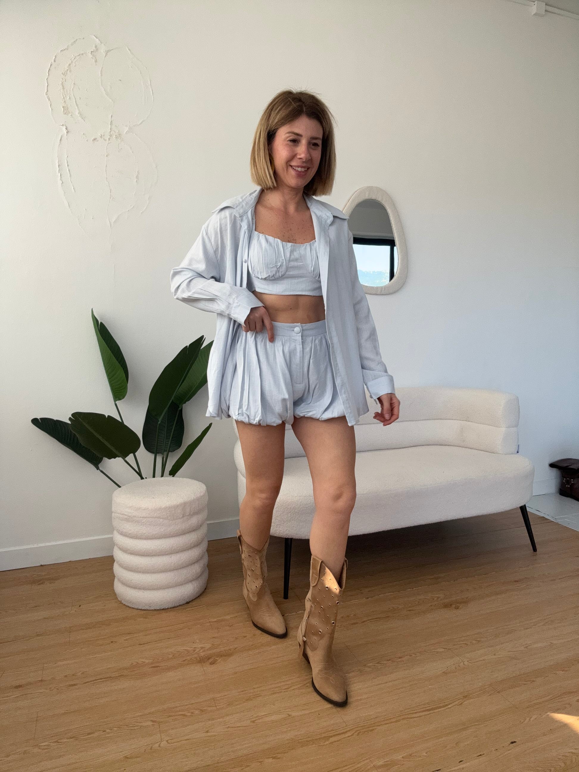 Set in cotone shorts a palloncino