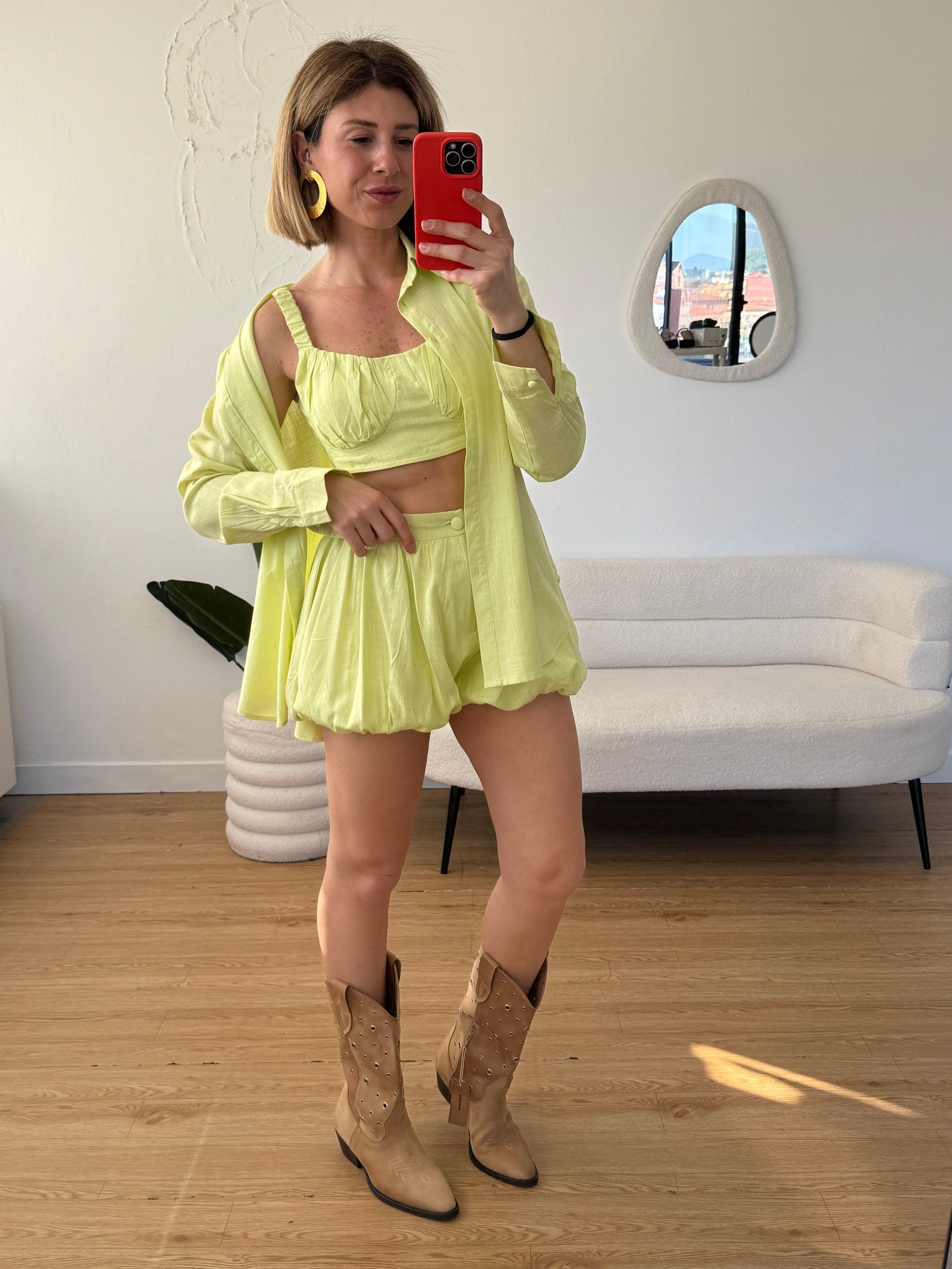 Set in cotone shorts a palloncino