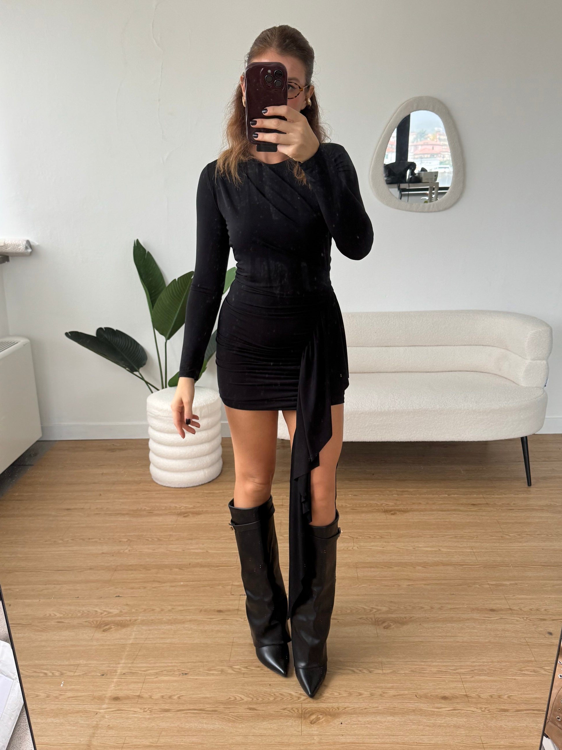 Tubino manica lunga dettaglio balza laterale