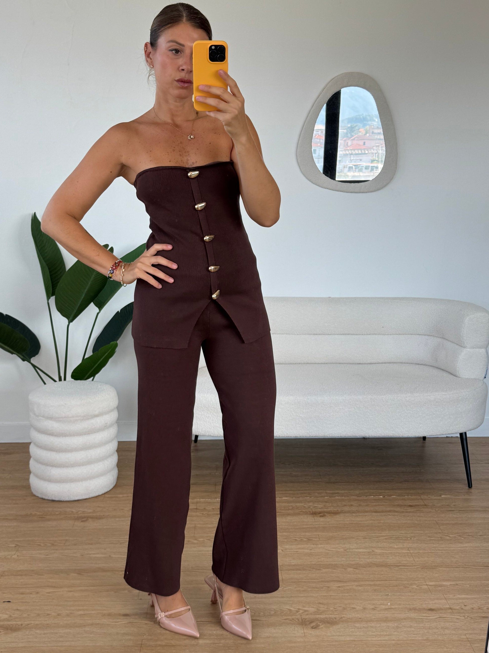 Completo in maglia top senza spalline