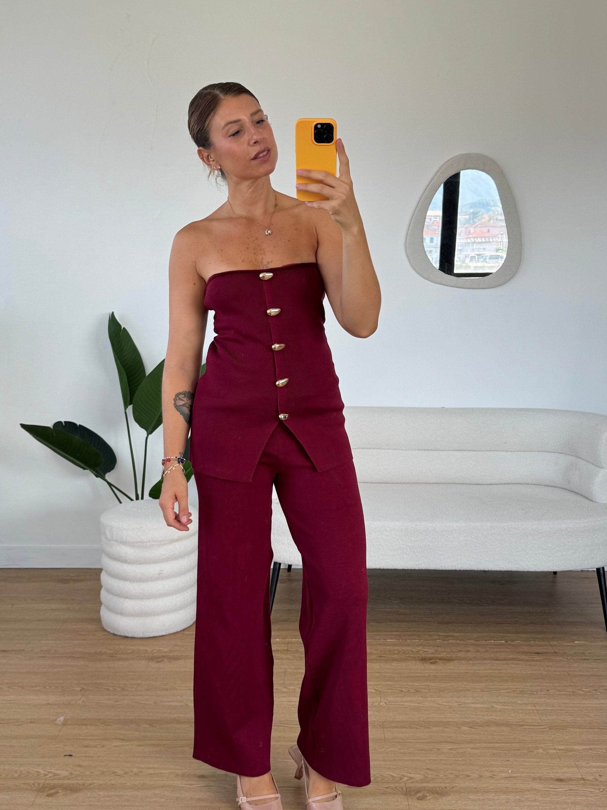 Completo in maglia top senza spalline