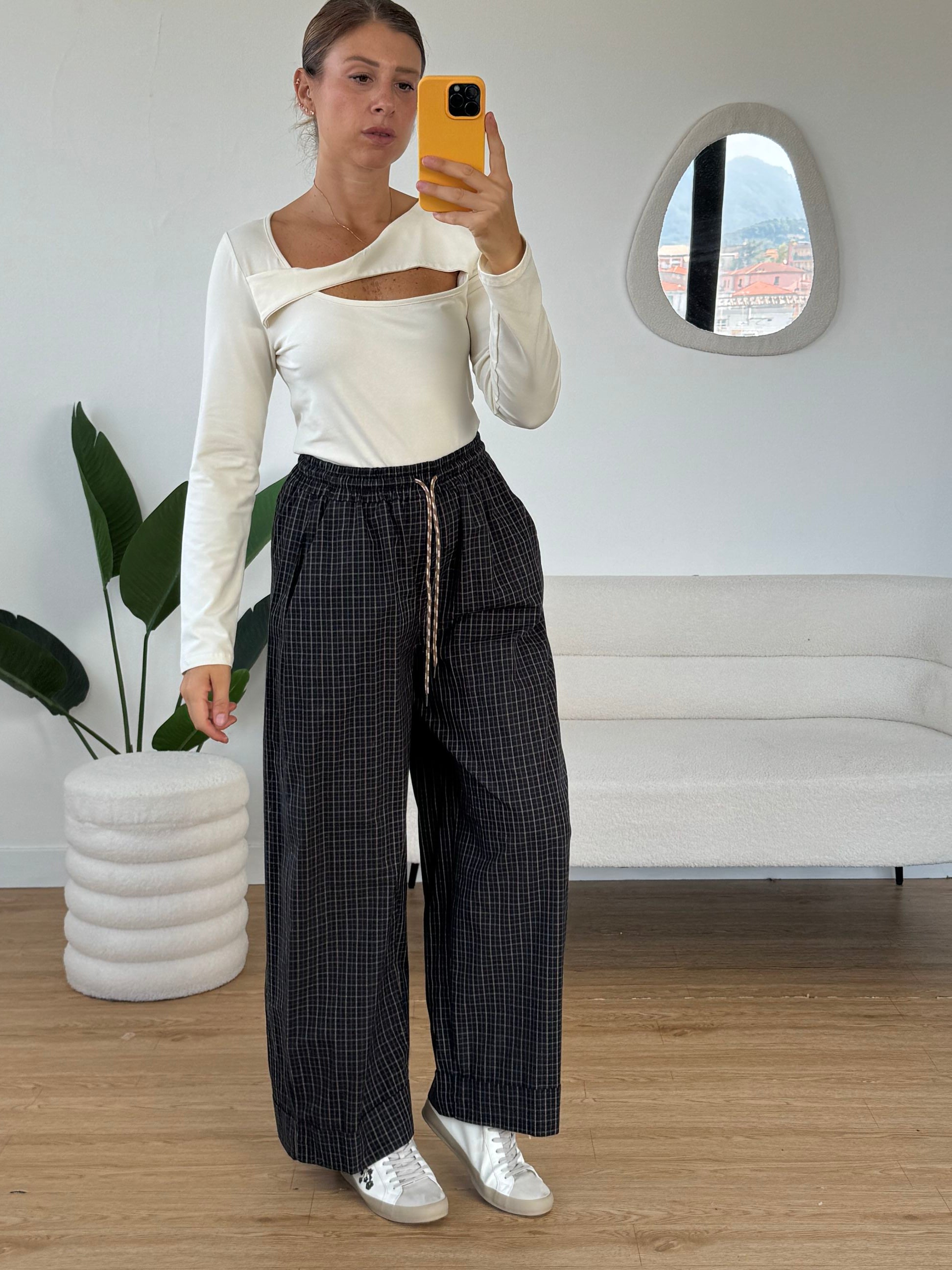 Pantaloni a quadri ballon in cotone by Lumina