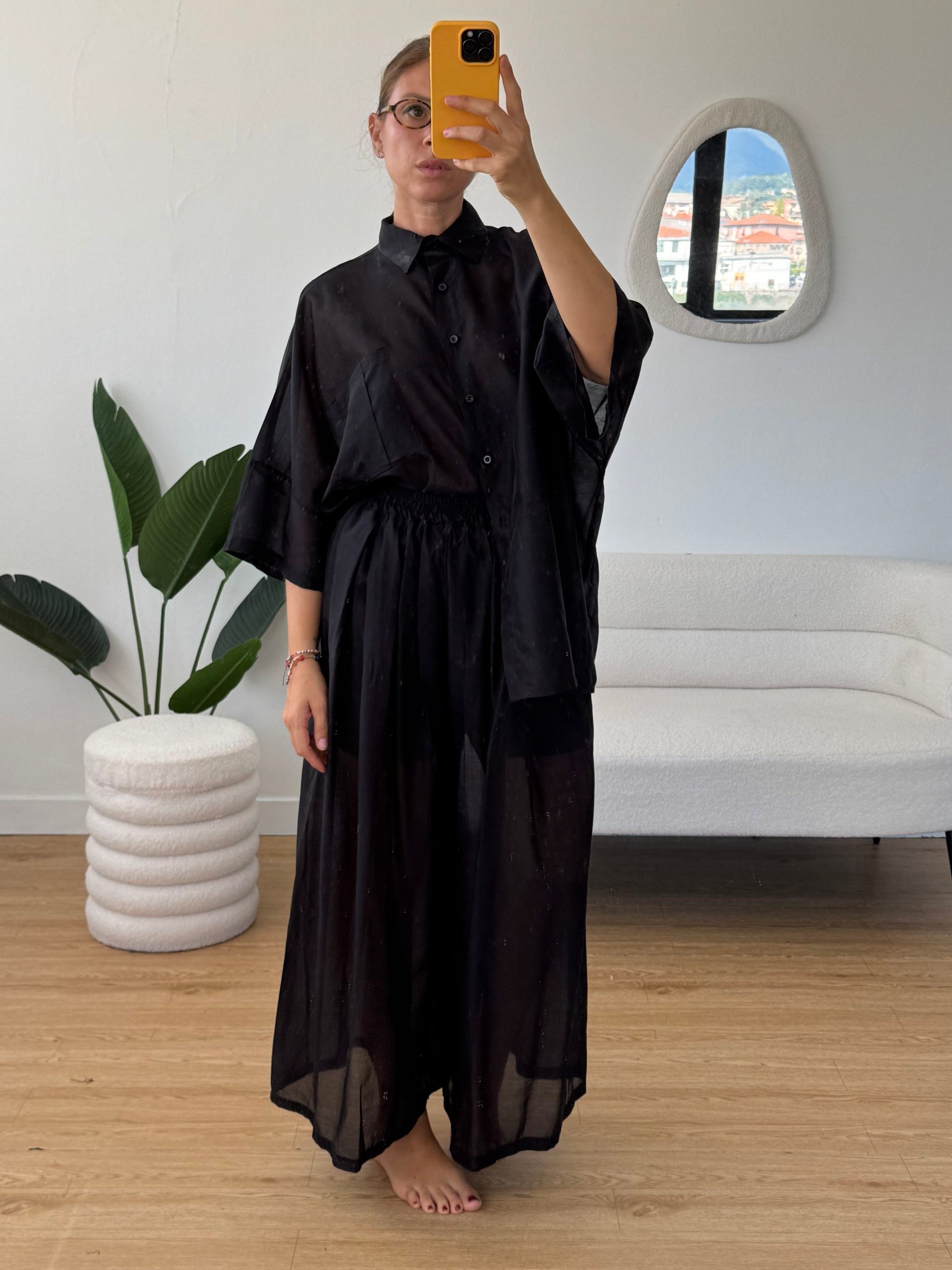 Completo viscosa camicia e pantaloni semitrasparenti