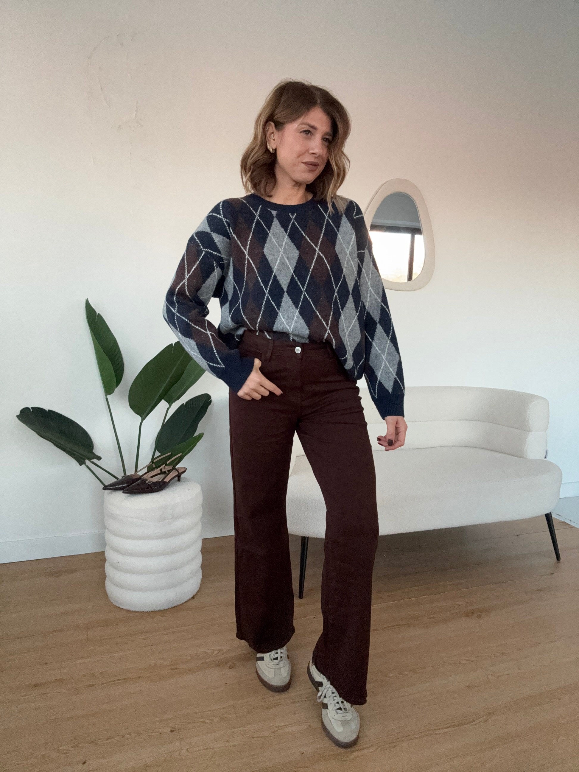 Maglione a quadri blue