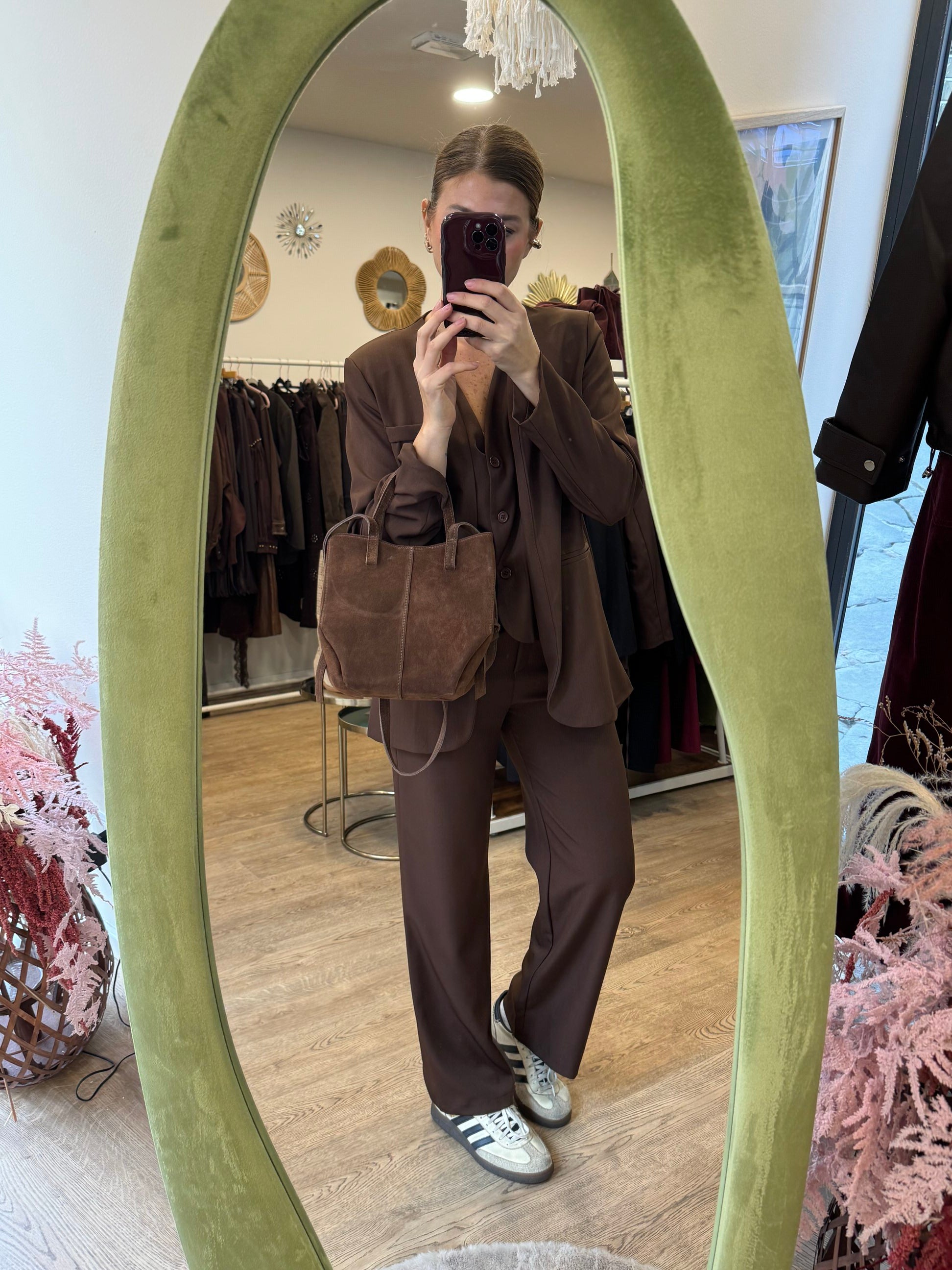 Borsa scamosciata doppia tracolla