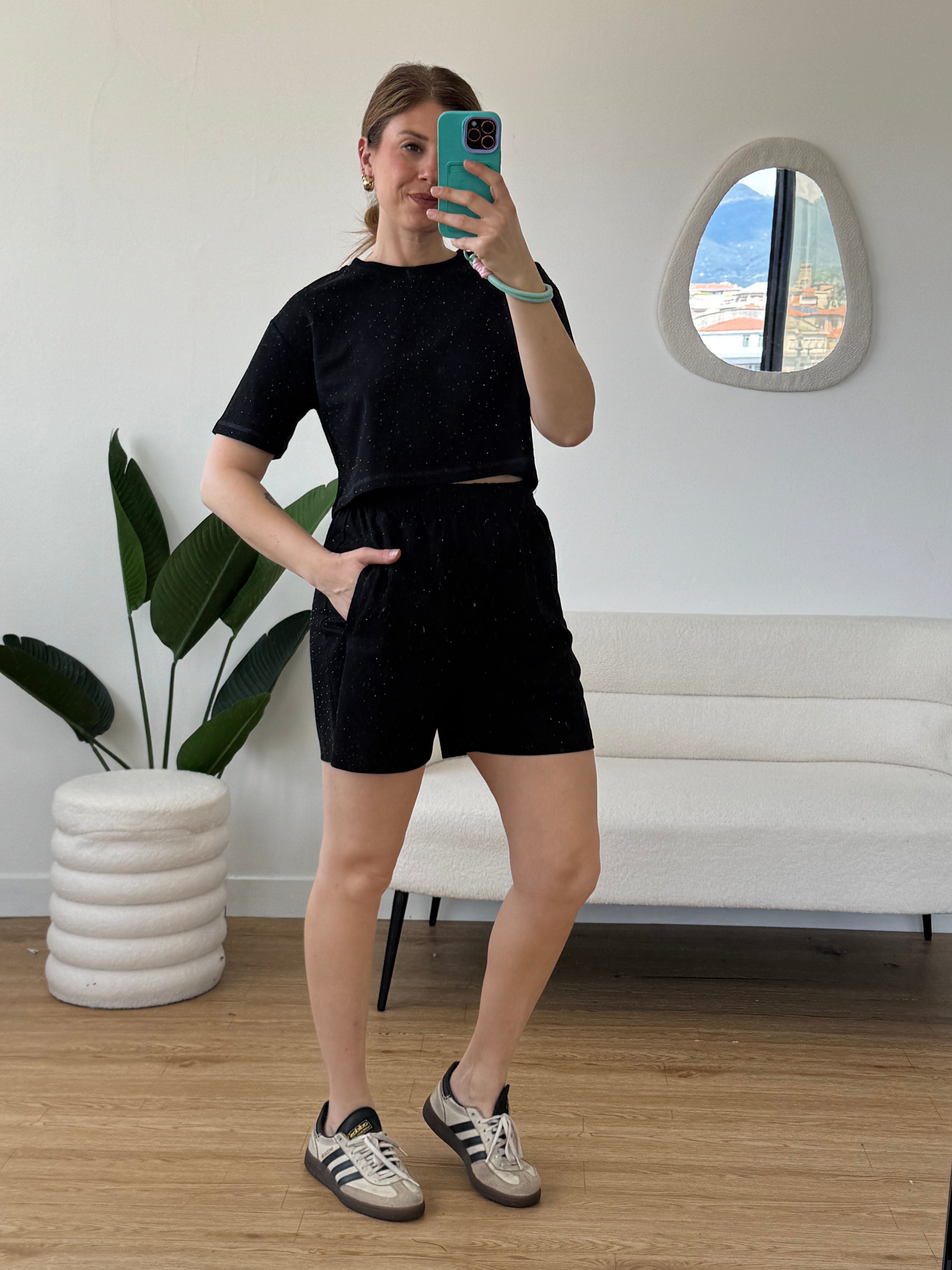 T-shirt brillantini crop