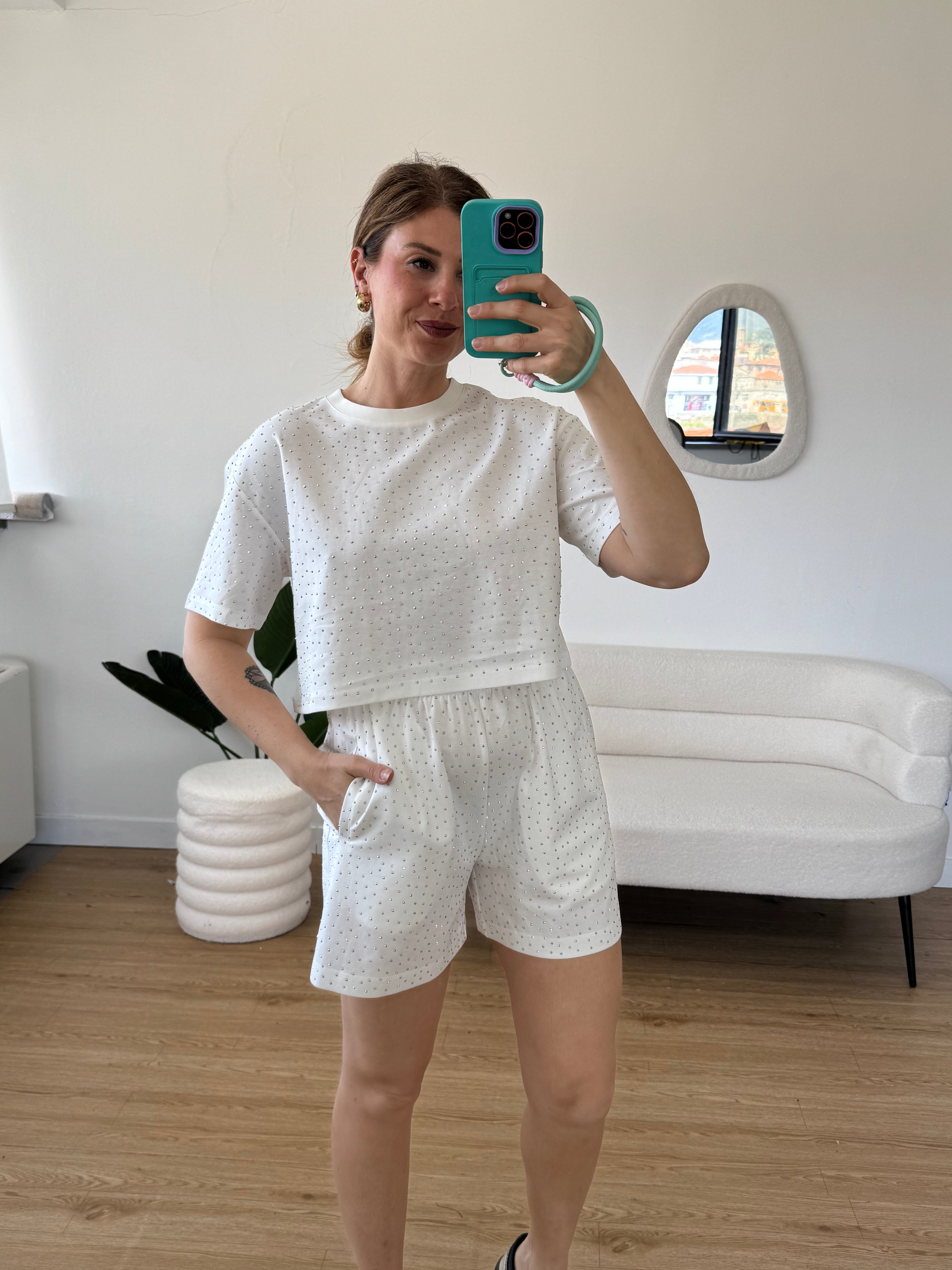 T-shirt brillantini crop