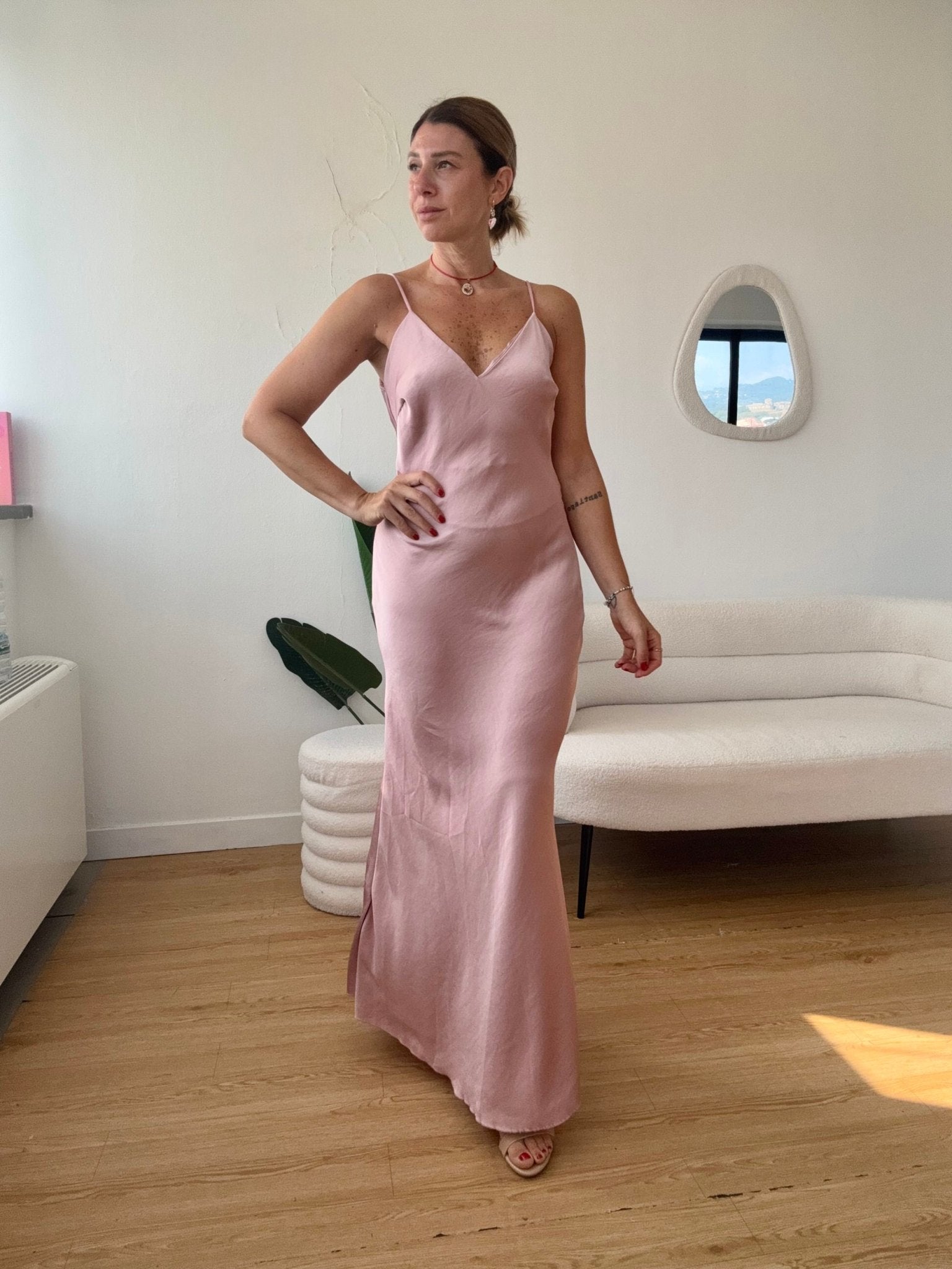 Abito lungo spallina sottile modello sirena - G.Glamour