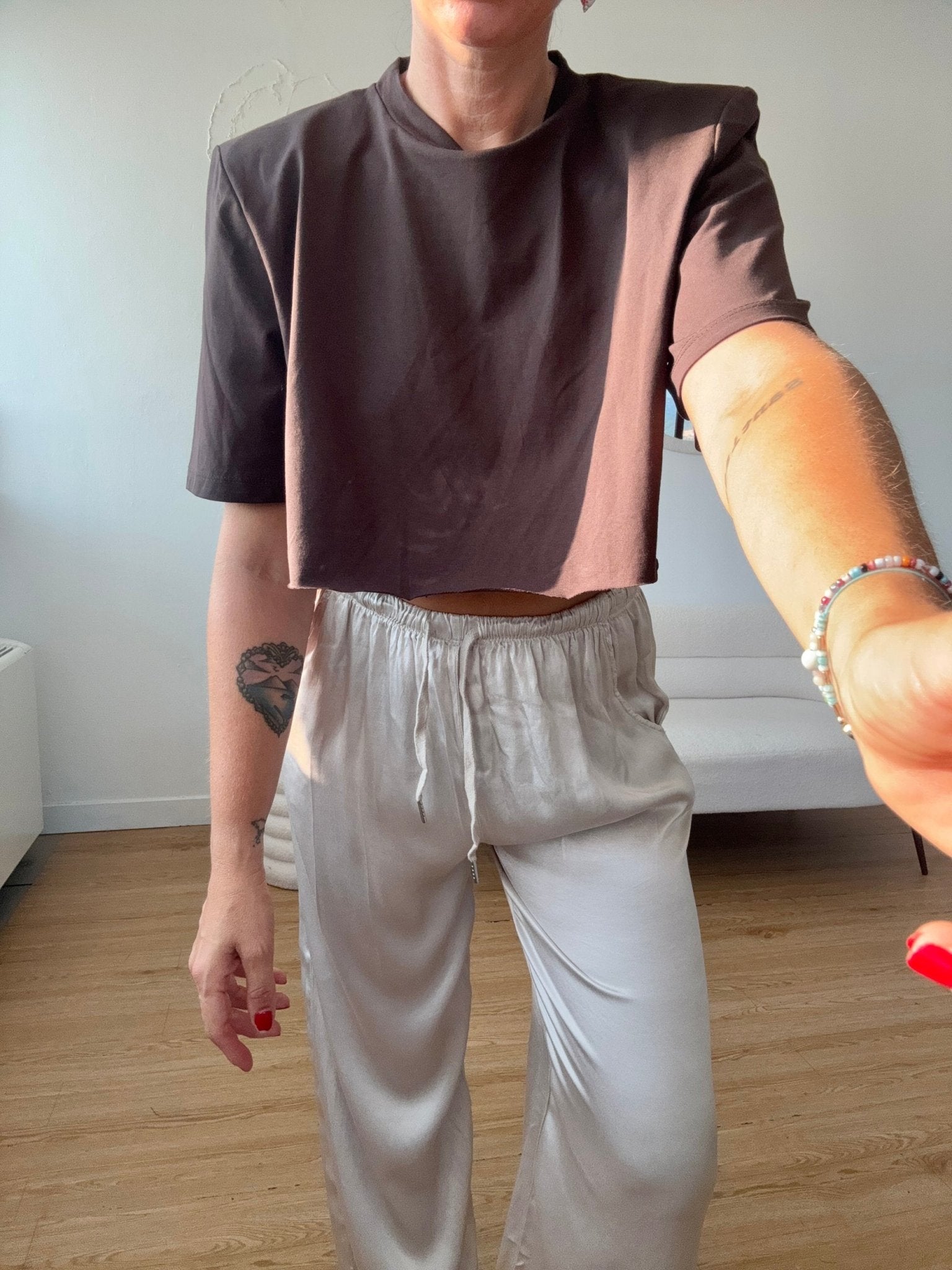 T-Shirt crop con spalline in cotone - G.Glamour