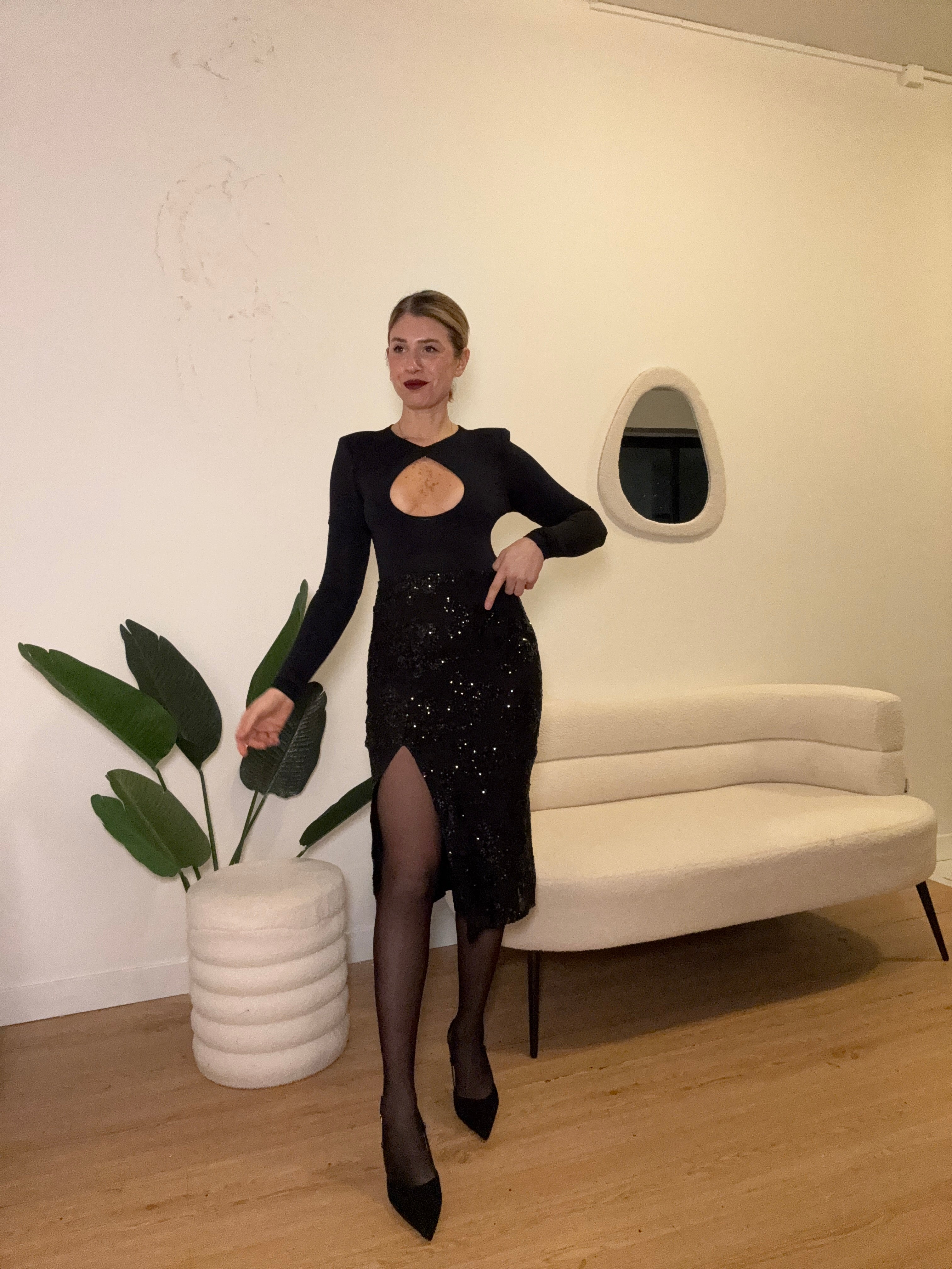 Longuette con ricami in paillettes