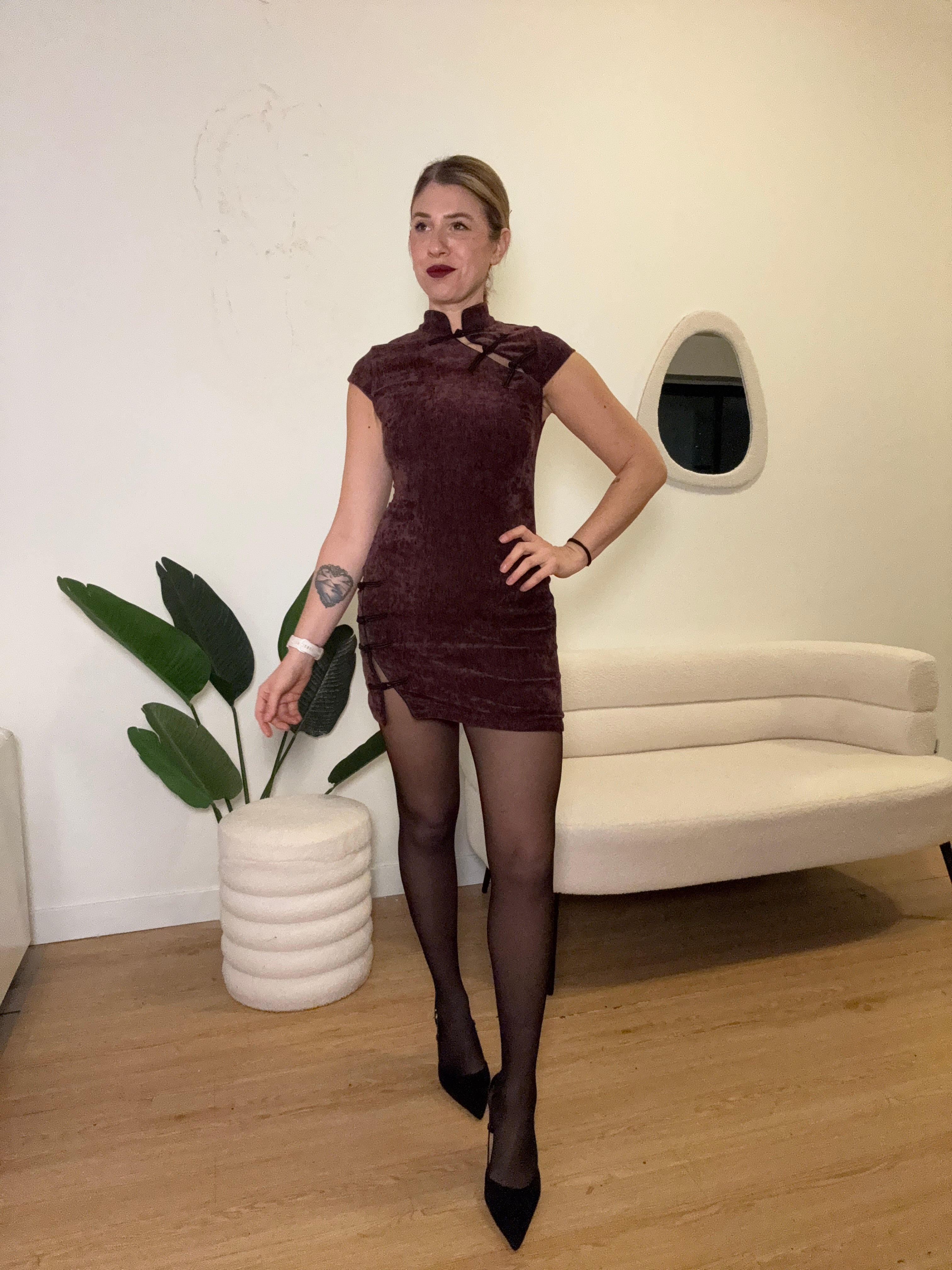 Tubino in velluto bordeaux Japan