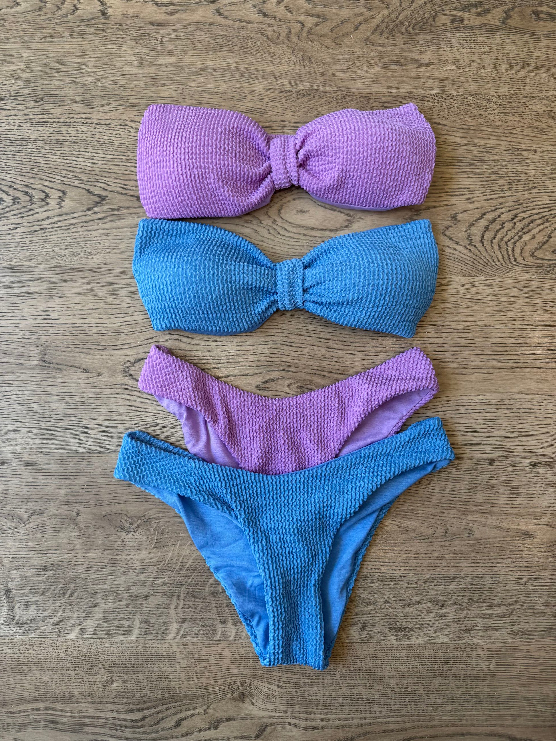 Bikini a fascia texture arricciata