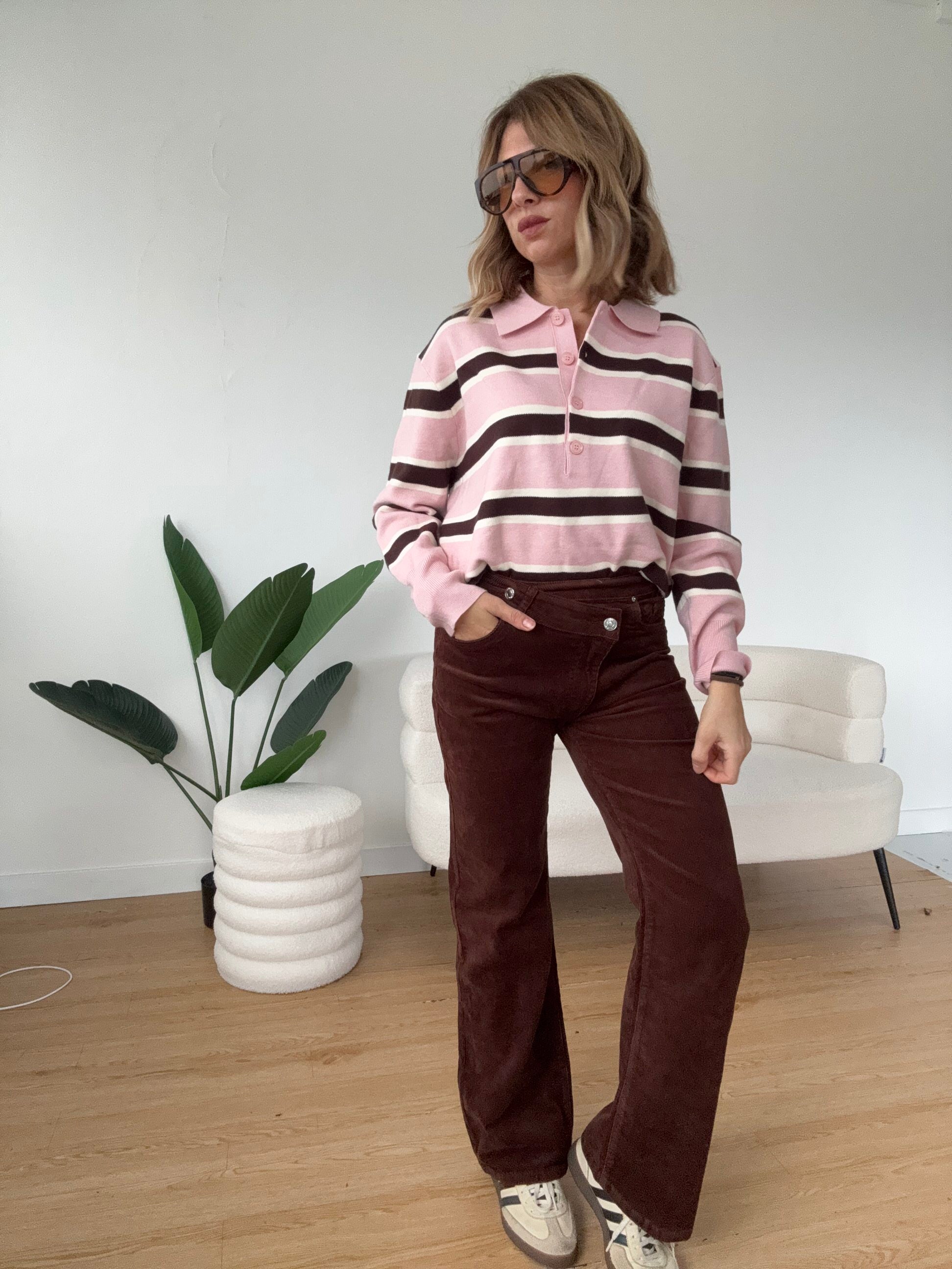 Maglioncino polo a righe