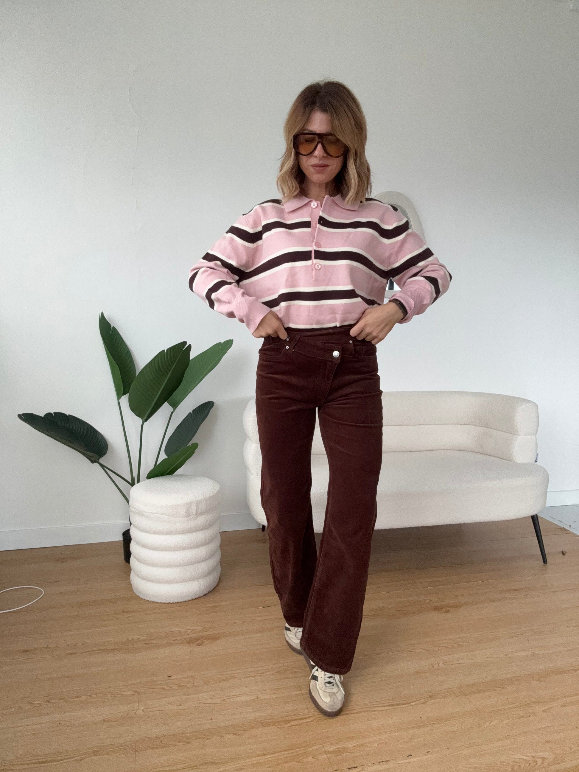 Maglioncino polo a righe