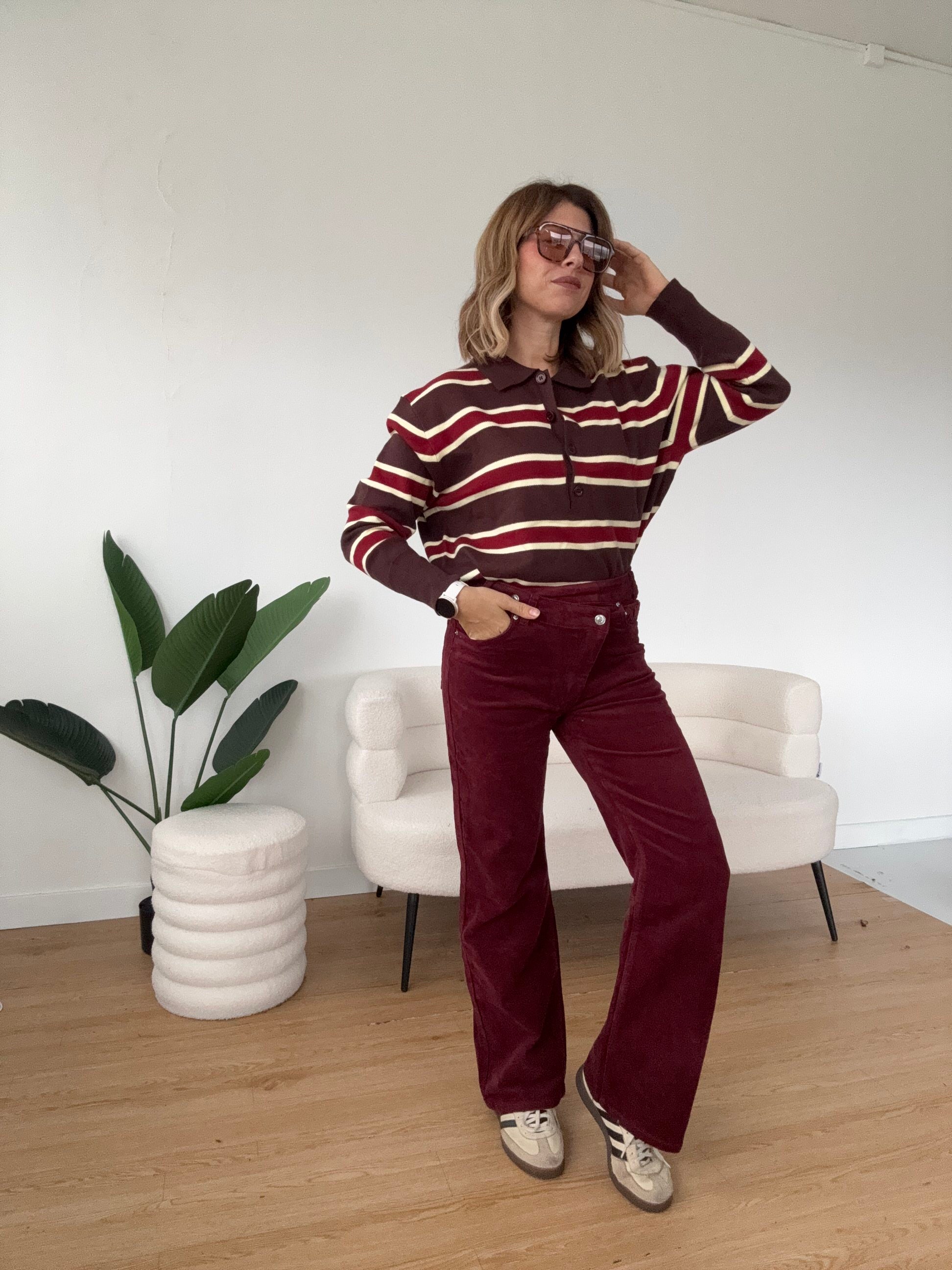 Maglioncino polo a righe