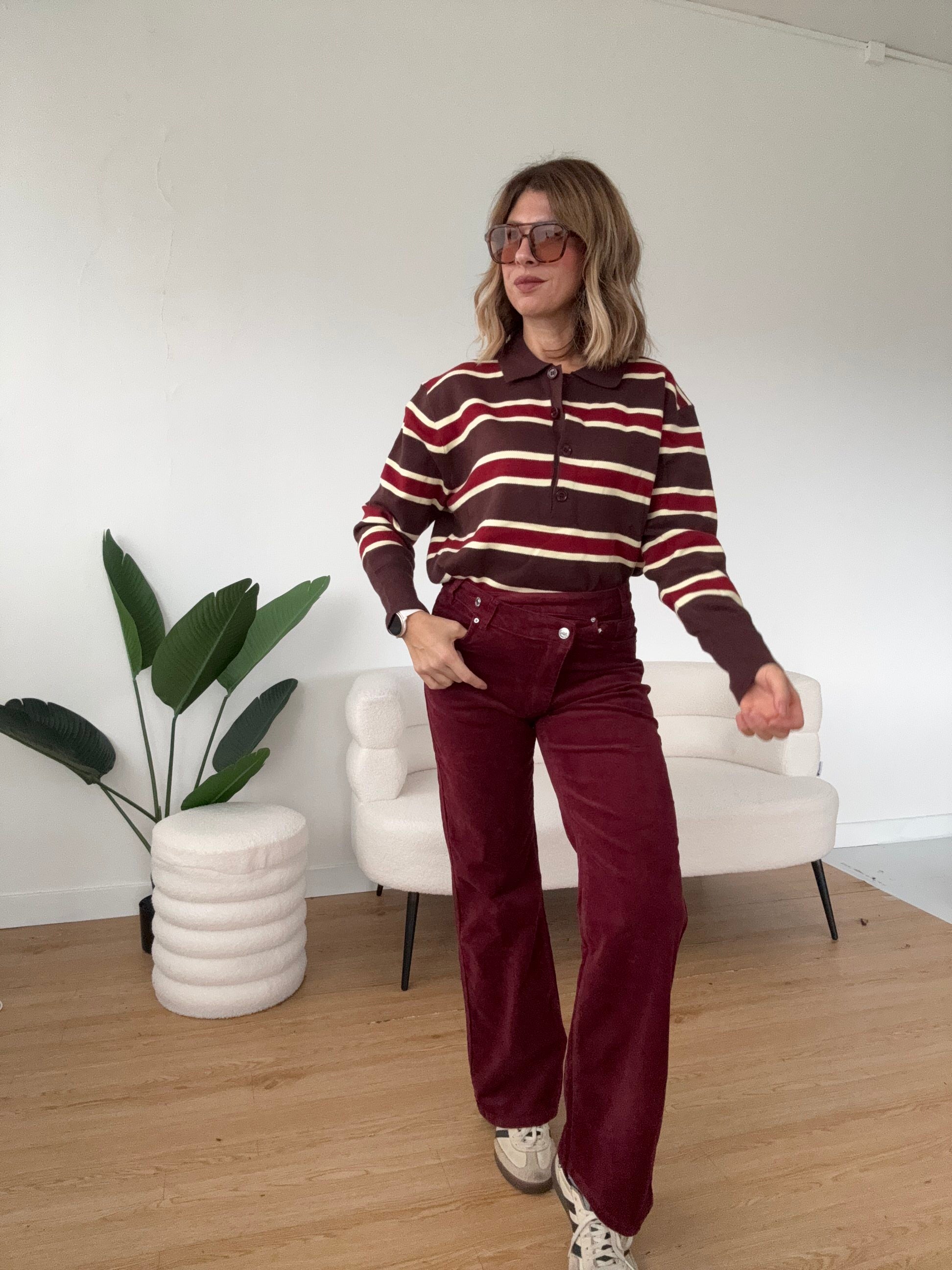 Maglioncino polo a righe