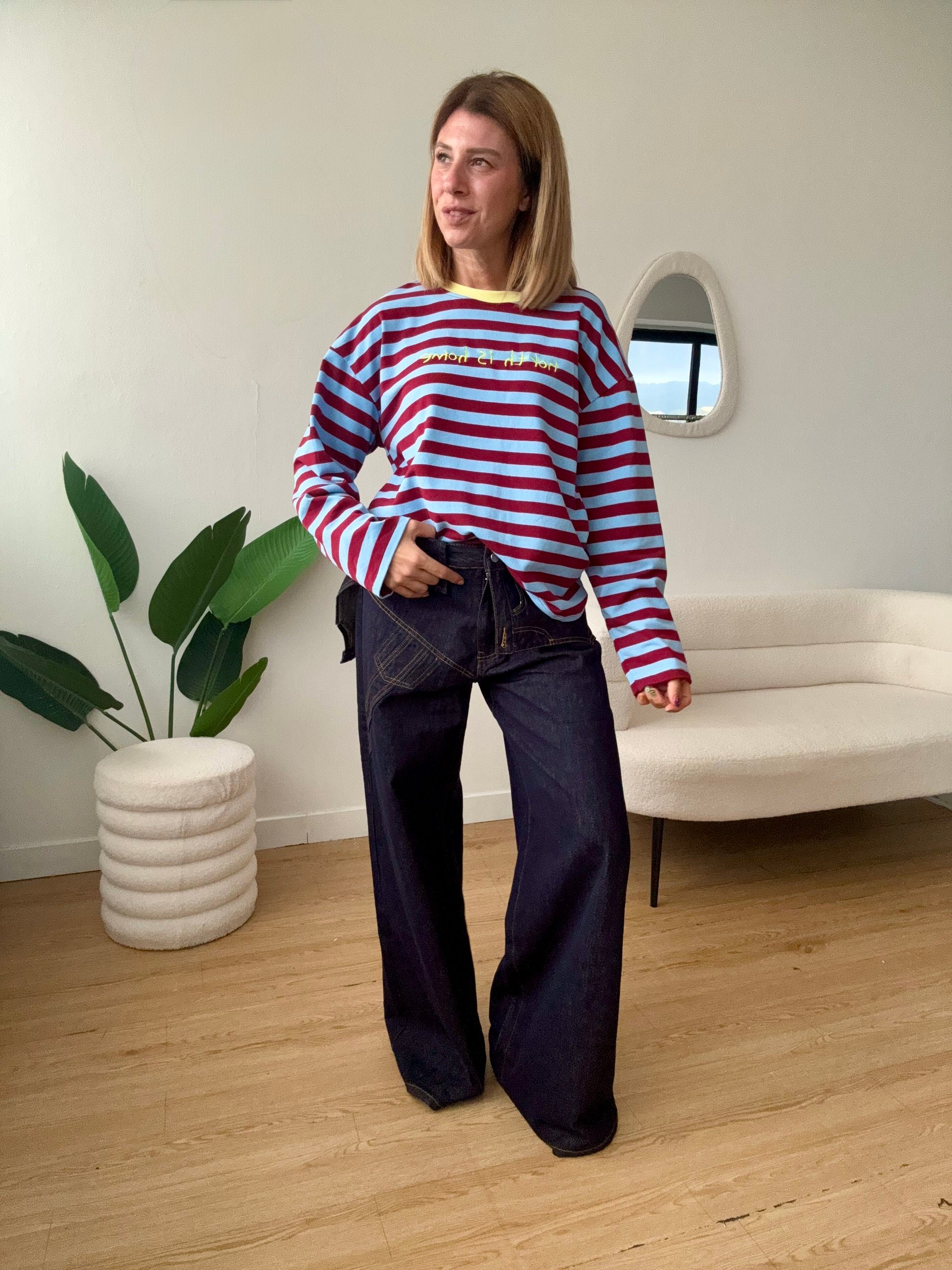 Maglia a righe con scritta