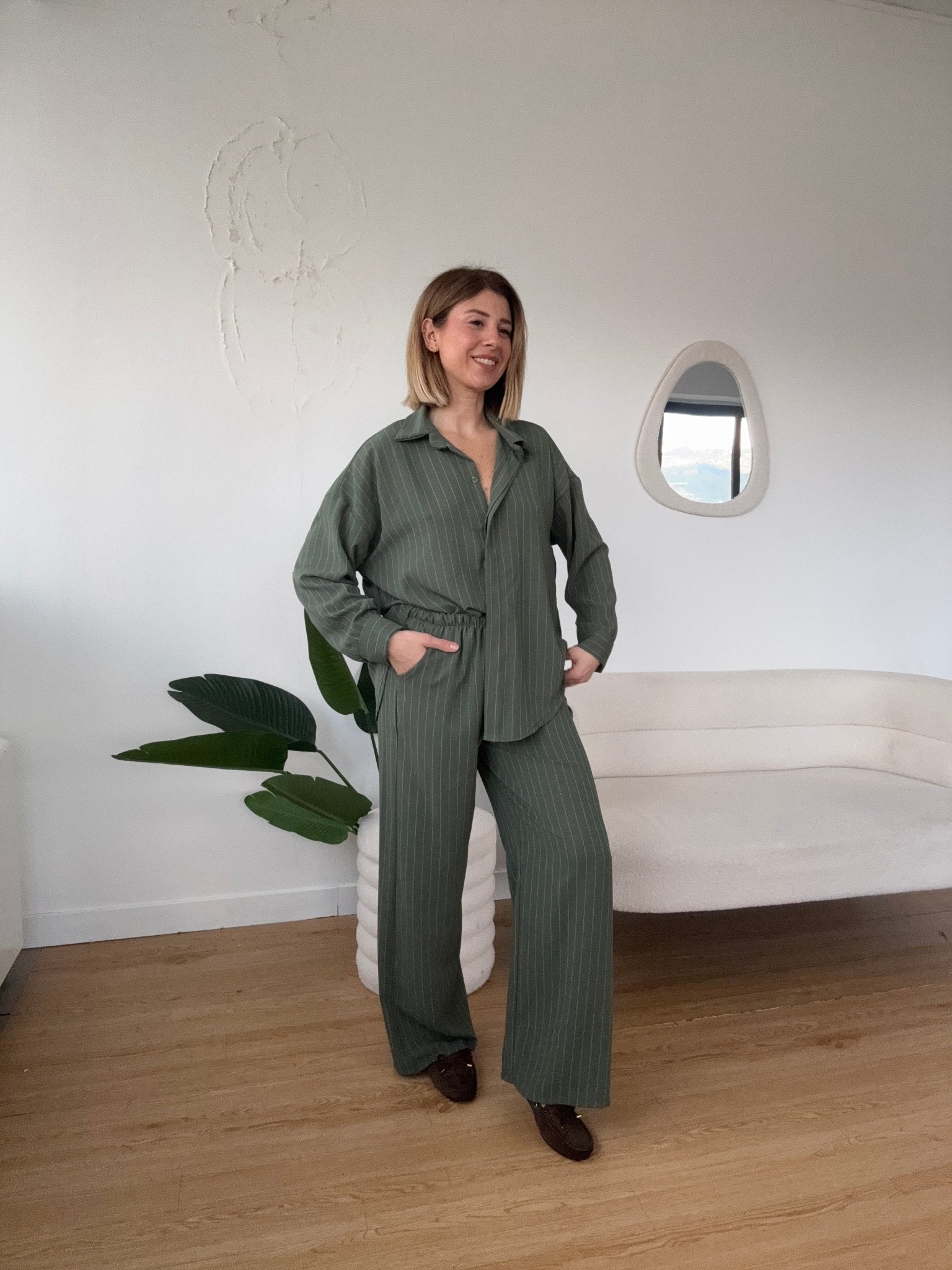 Completo gessato camicia e jogger - G.Glamour