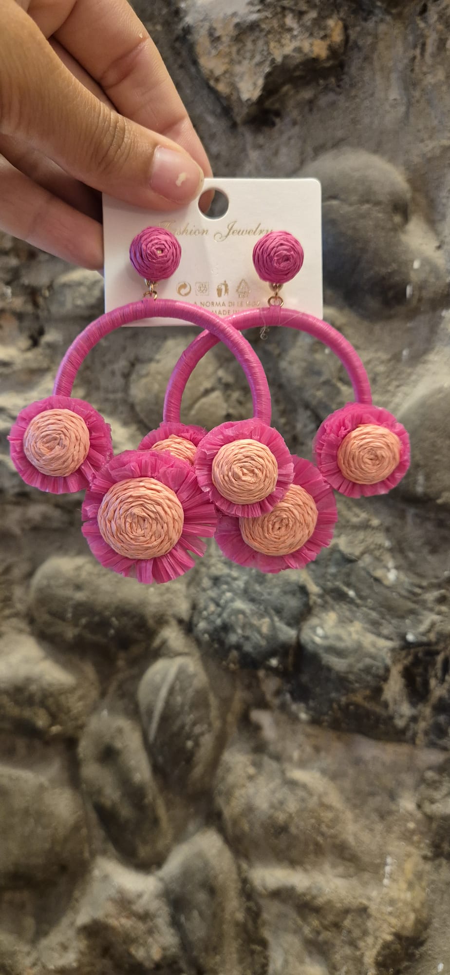 Orecchini cerchio in rafia