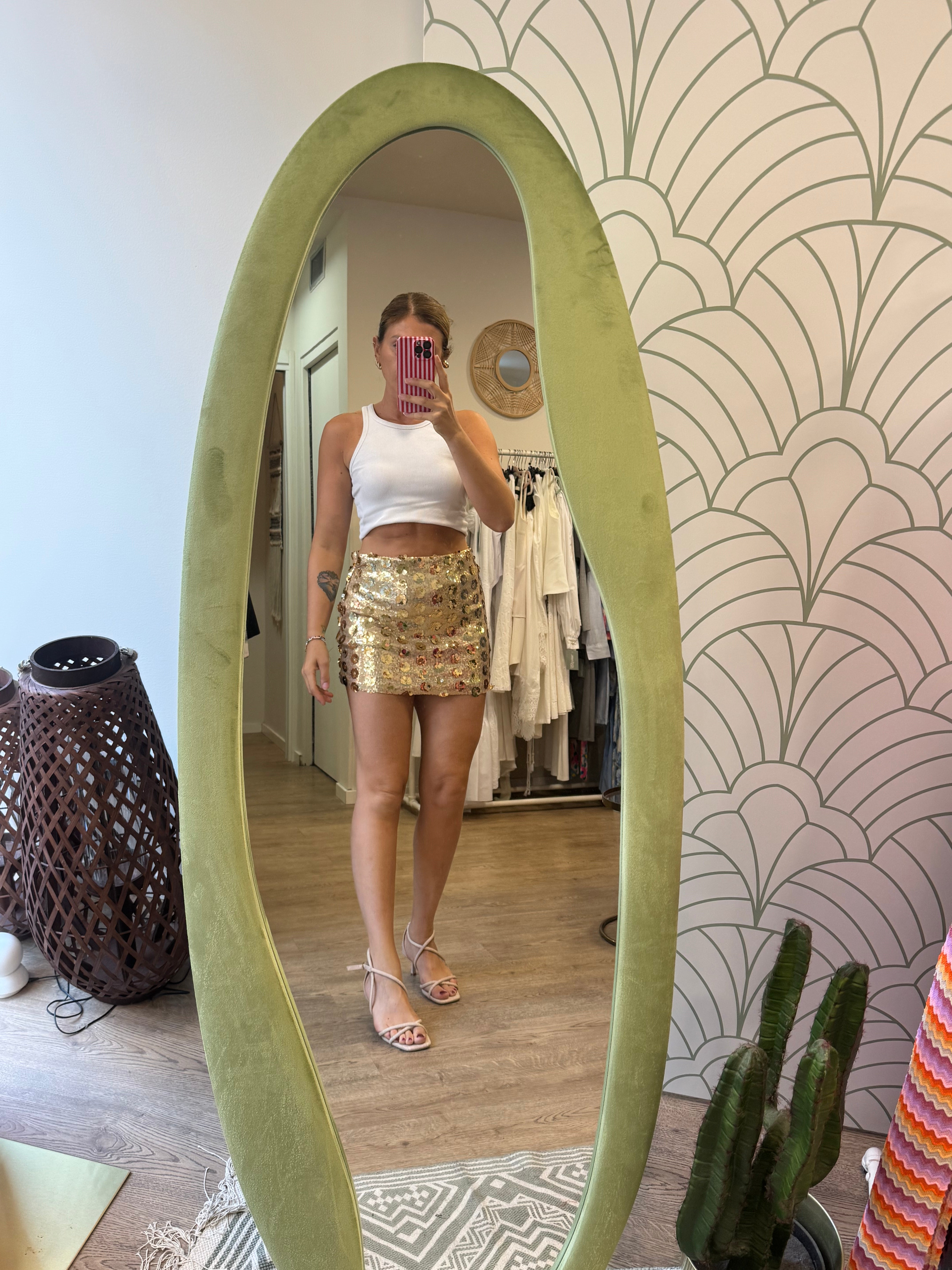 Gonna paillettes e fiori
