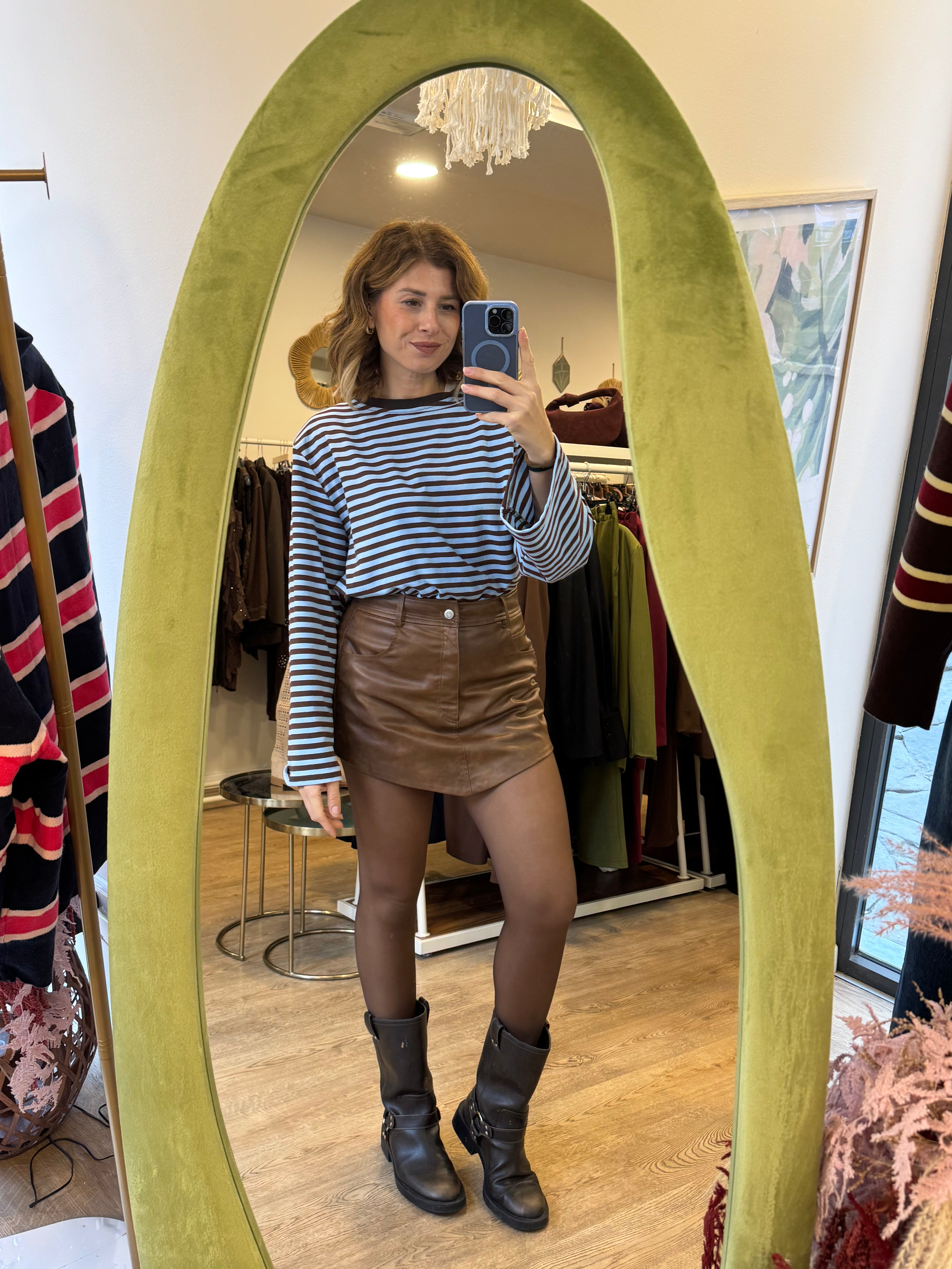 Felpa a righe con spalline