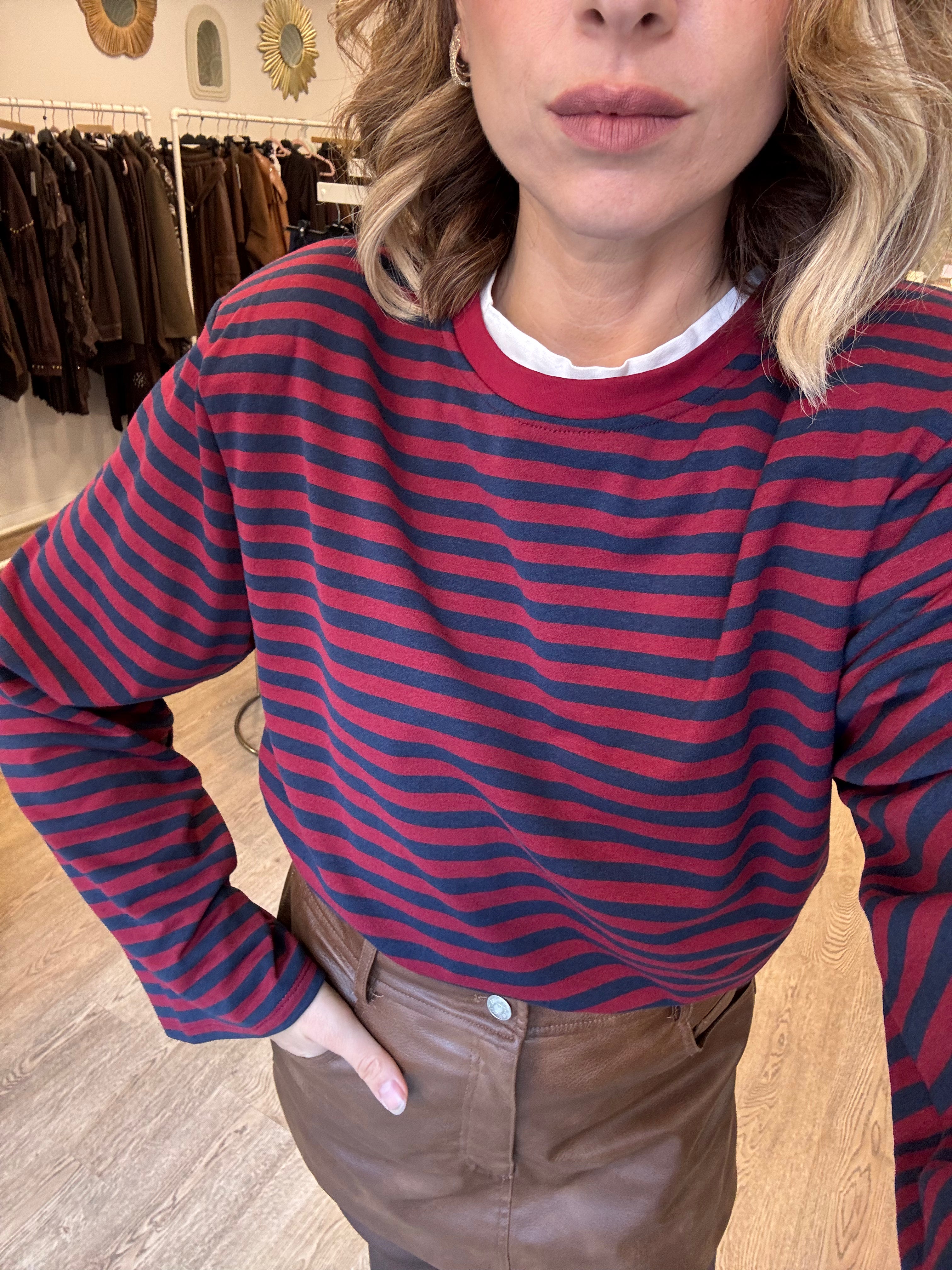 Felpa a righe con spalline