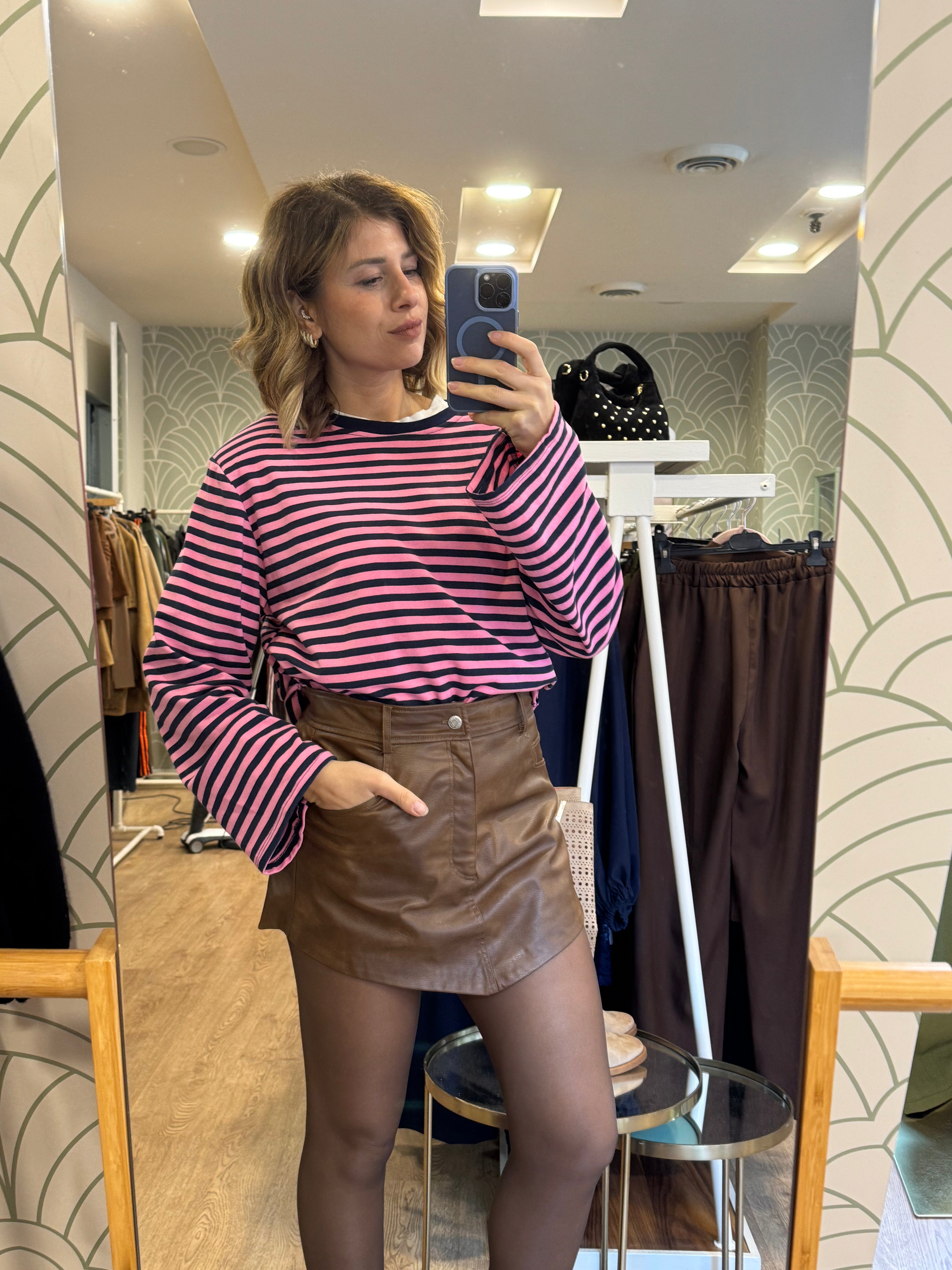 Felpa a righe con spalline