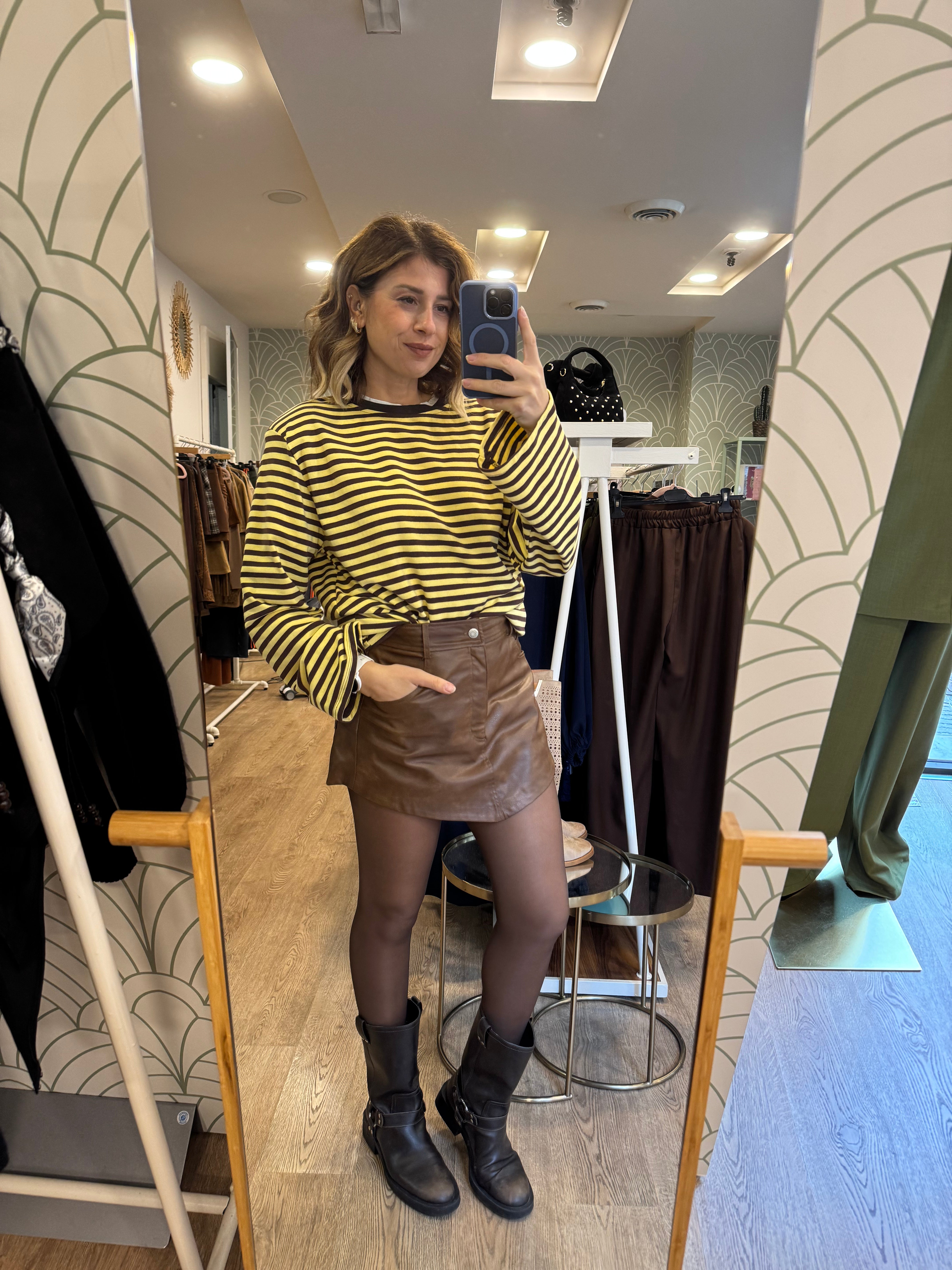 Felpa a righe con spalline