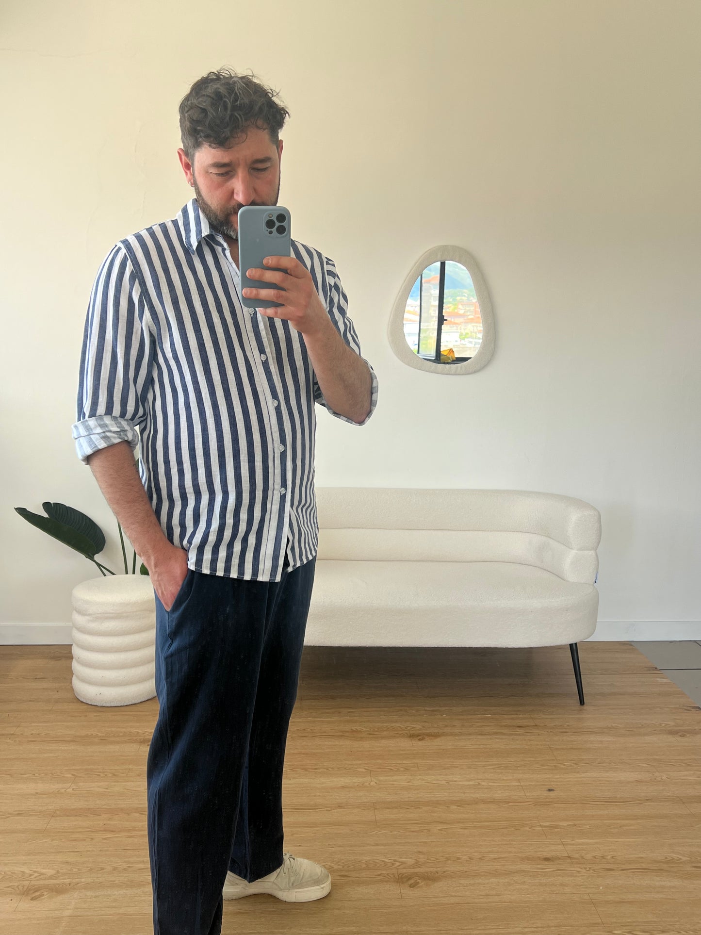 Pantaloni lino blue