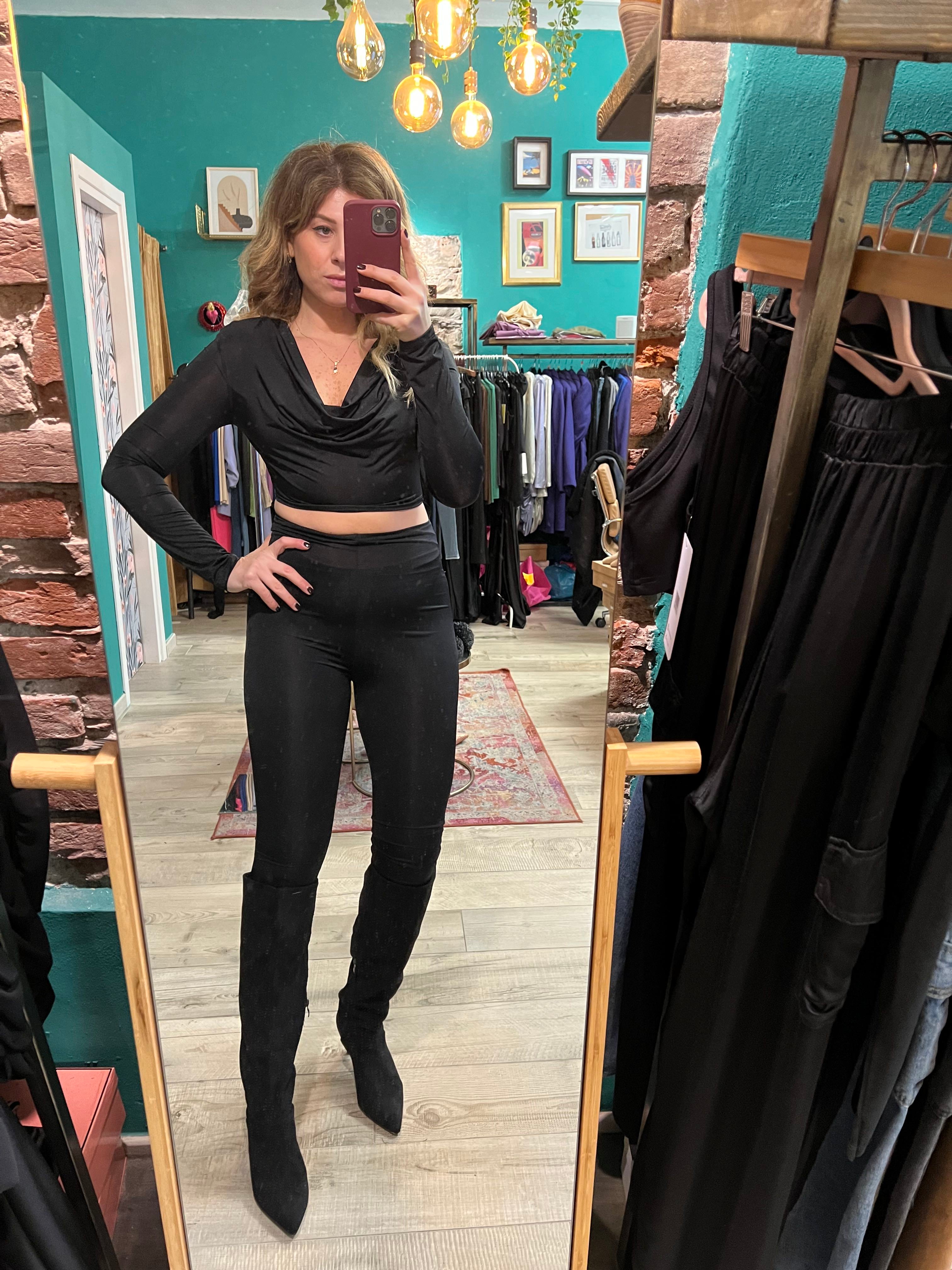 Tuta scollo drappeggio