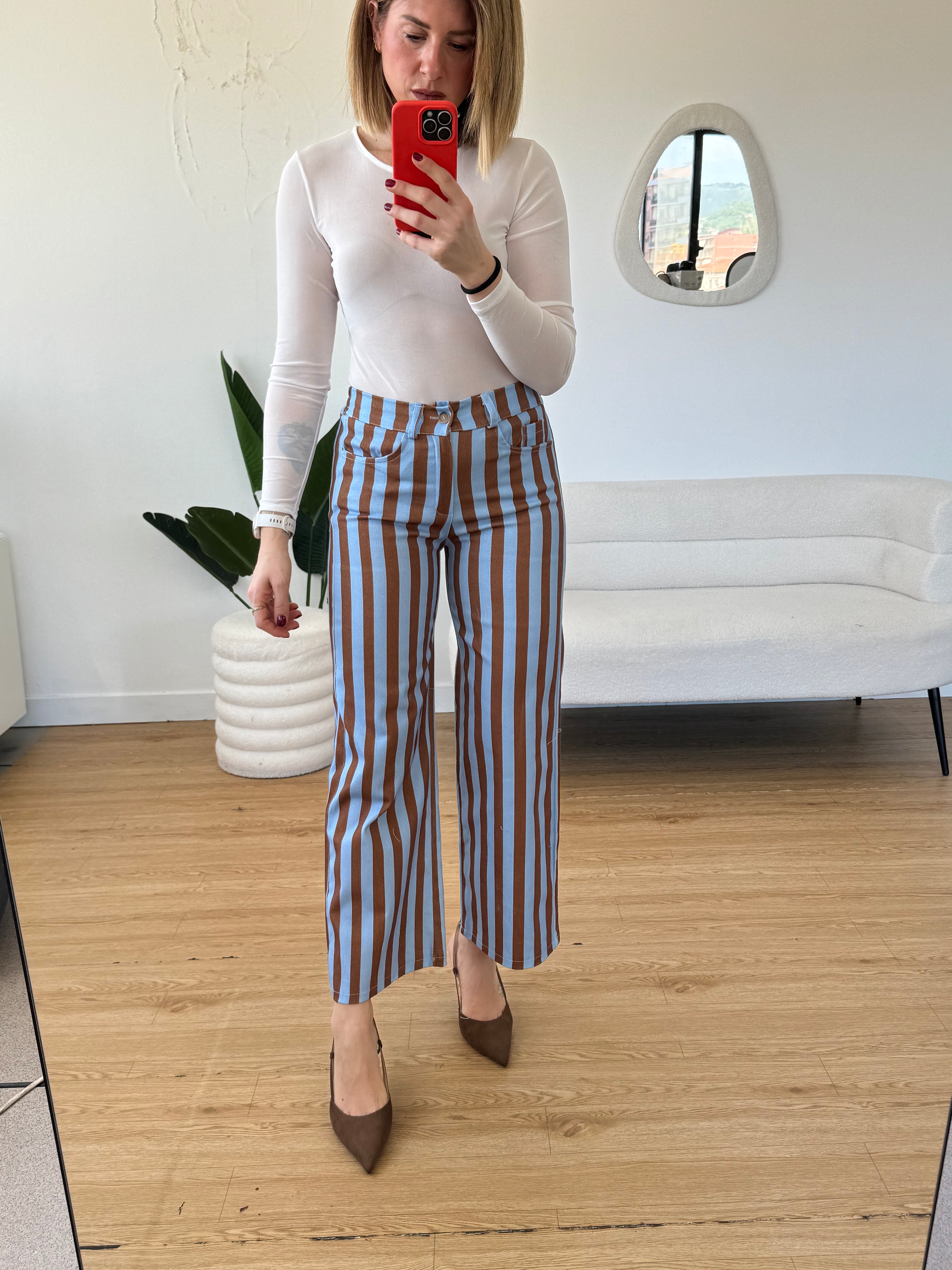 Jeans 7/8 a righe