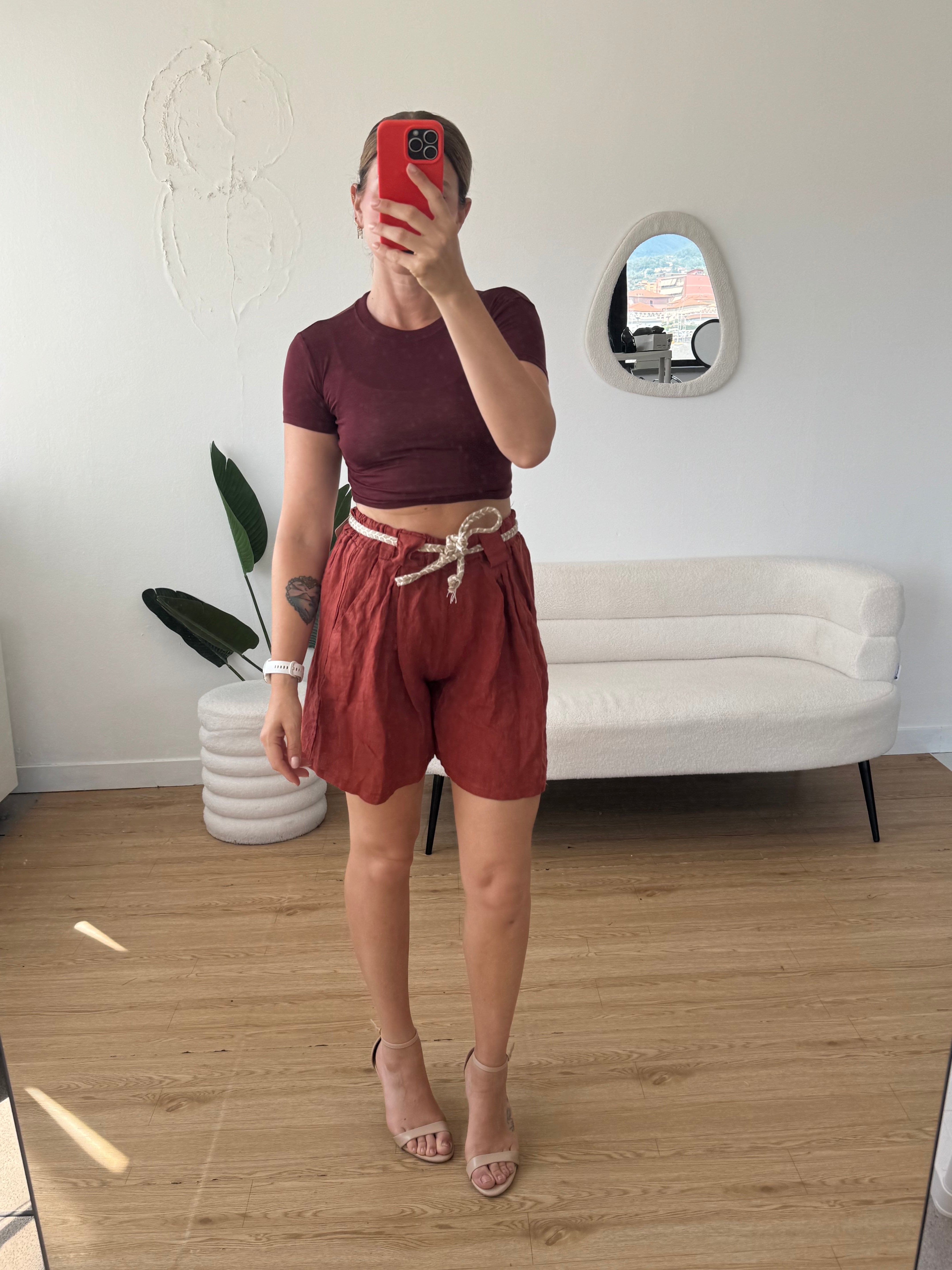 Shorts 100% lino lunghezza media