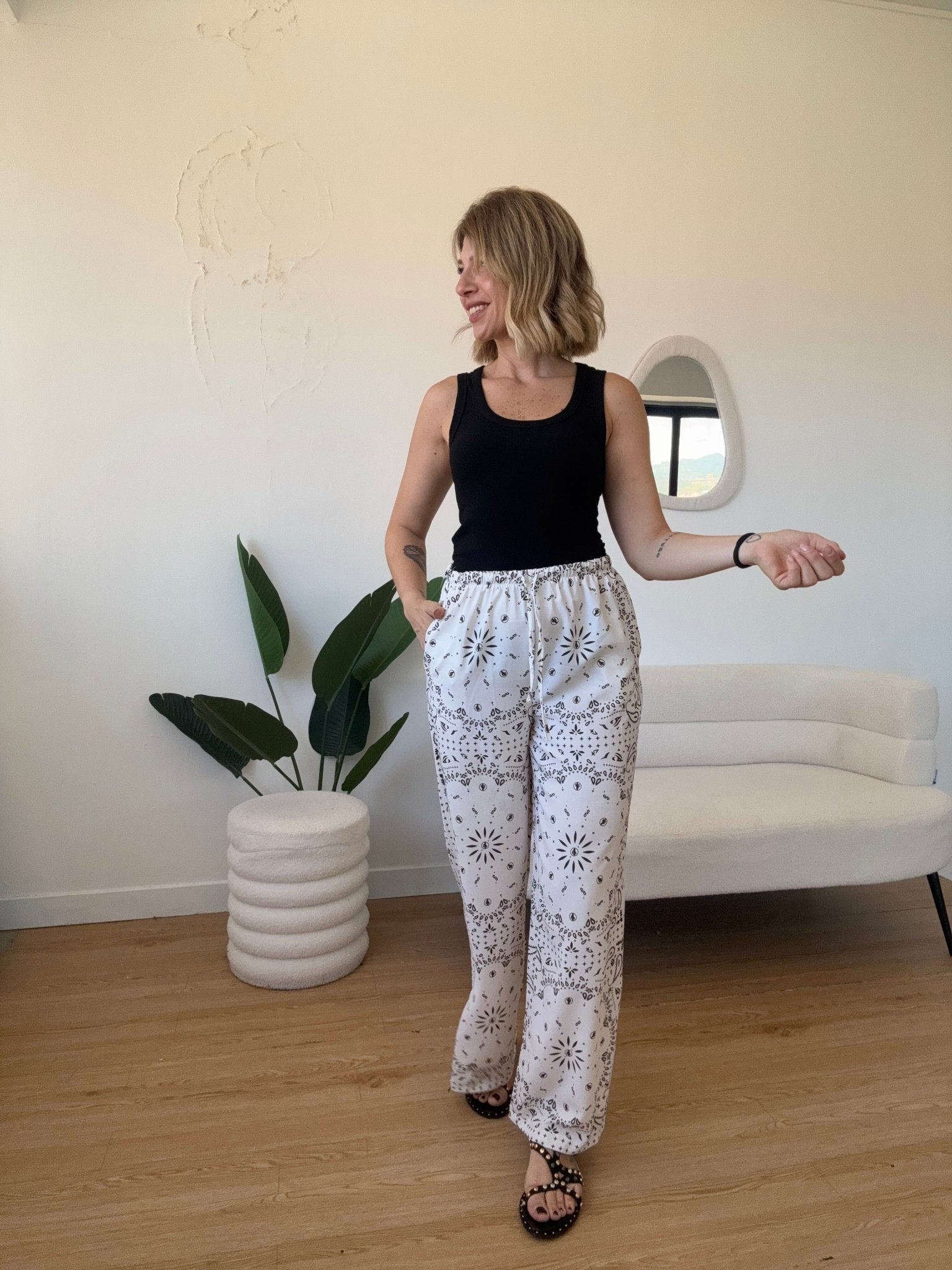 Pantaloni a palazzo stampa bandana - G.Glamour