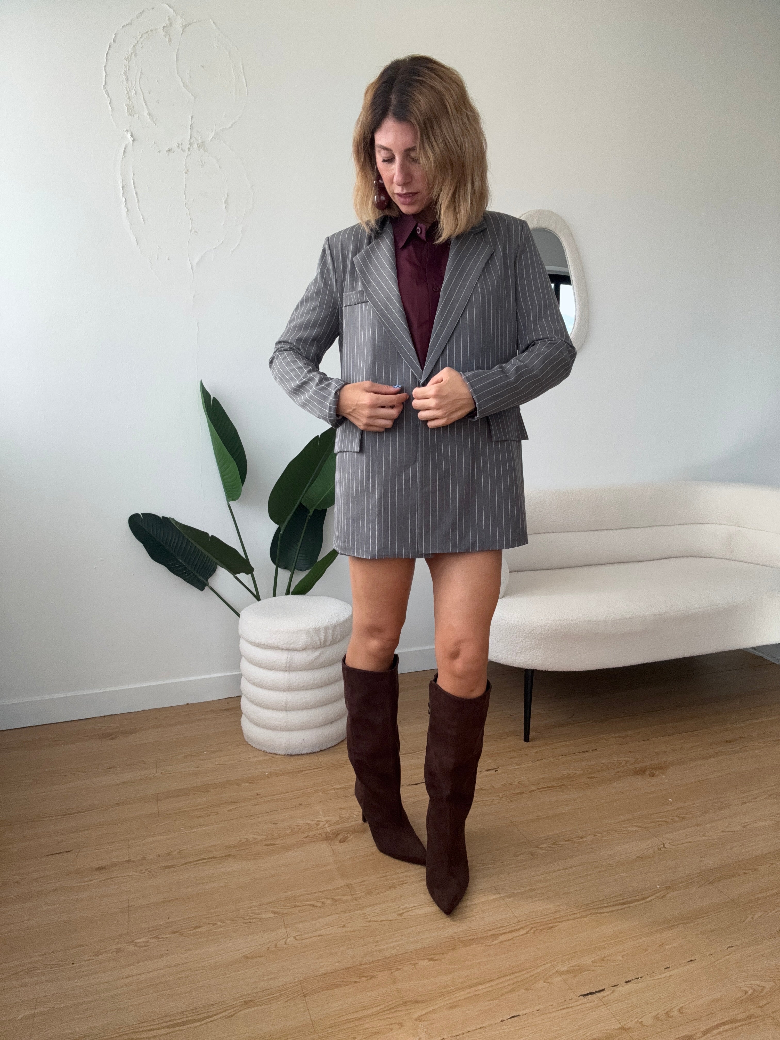 Blazer gessato doppio petto completo office