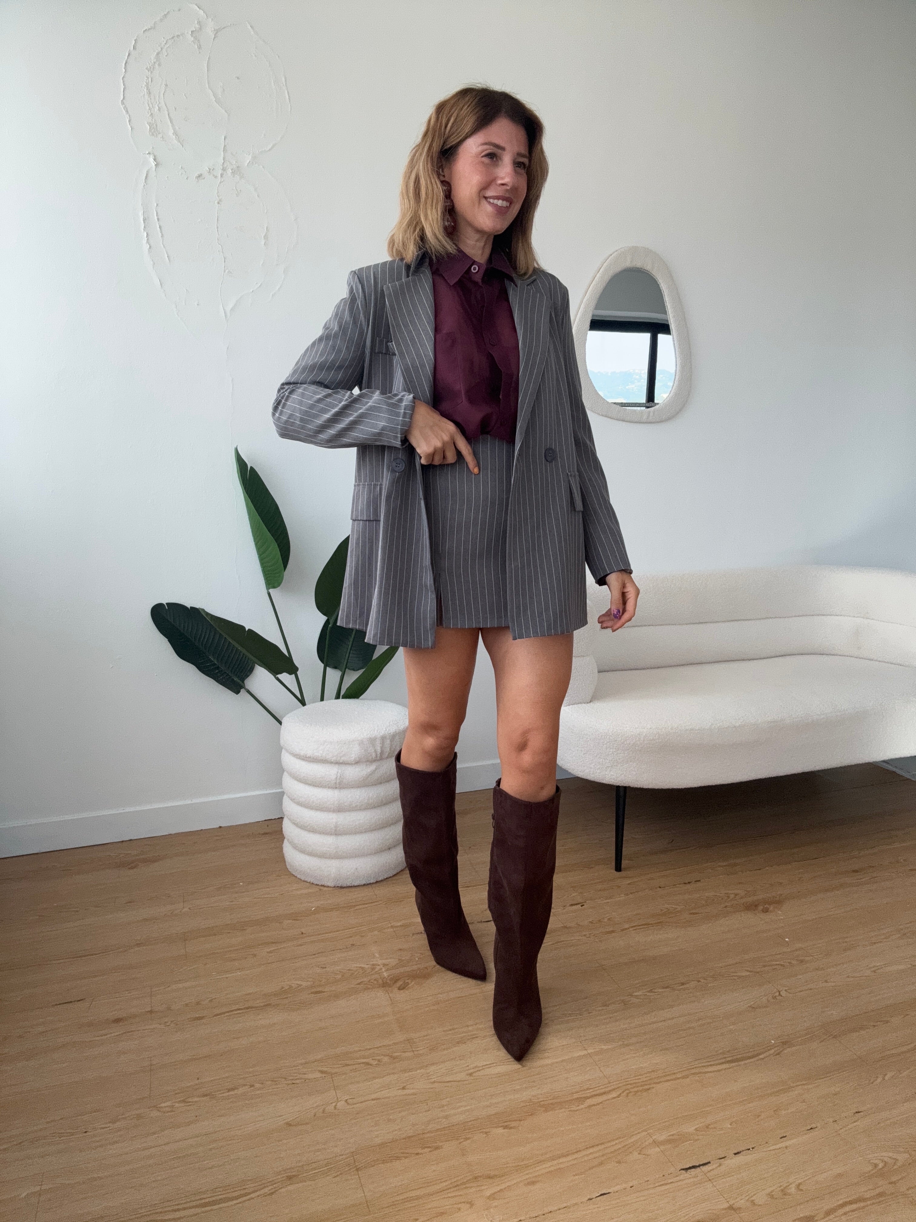 Blazer gessato doppio petto completo office